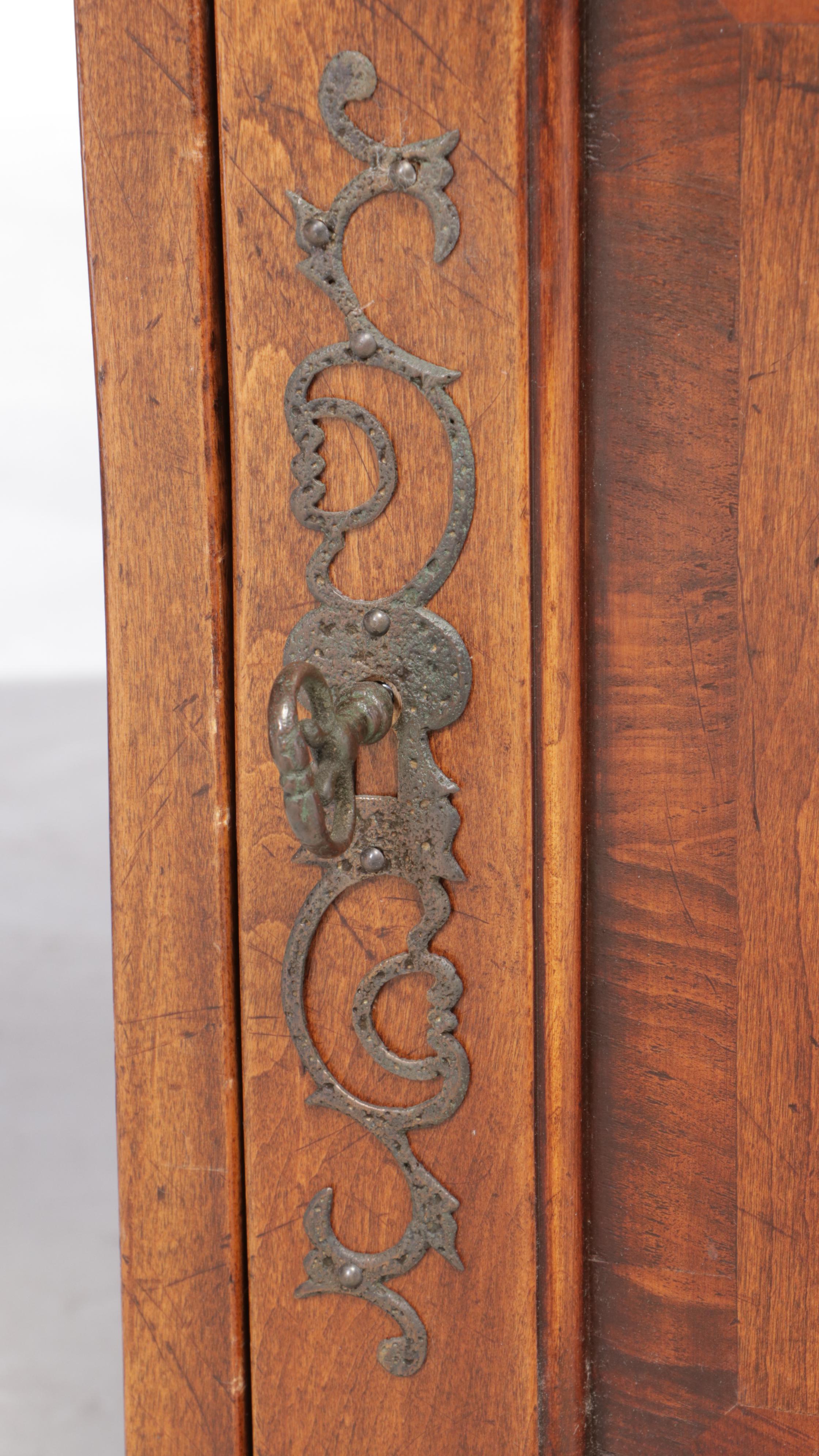 French Provincial Style Fruitwood-Stained and Crossbanded Double-Pedestal Desk
