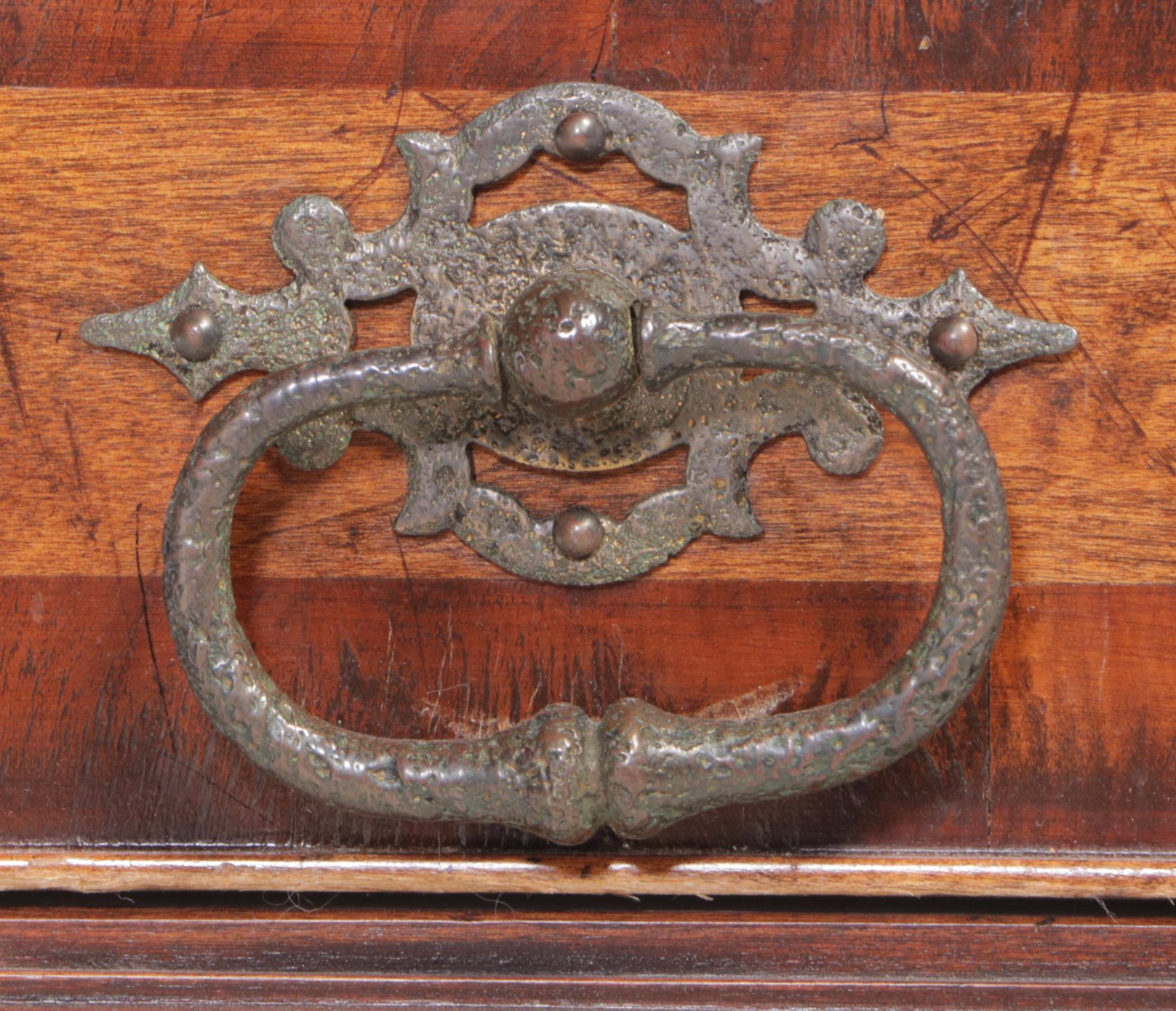 French Provincial Style Fruitwood-Stained and Crossbanded Double-Pedestal Desk