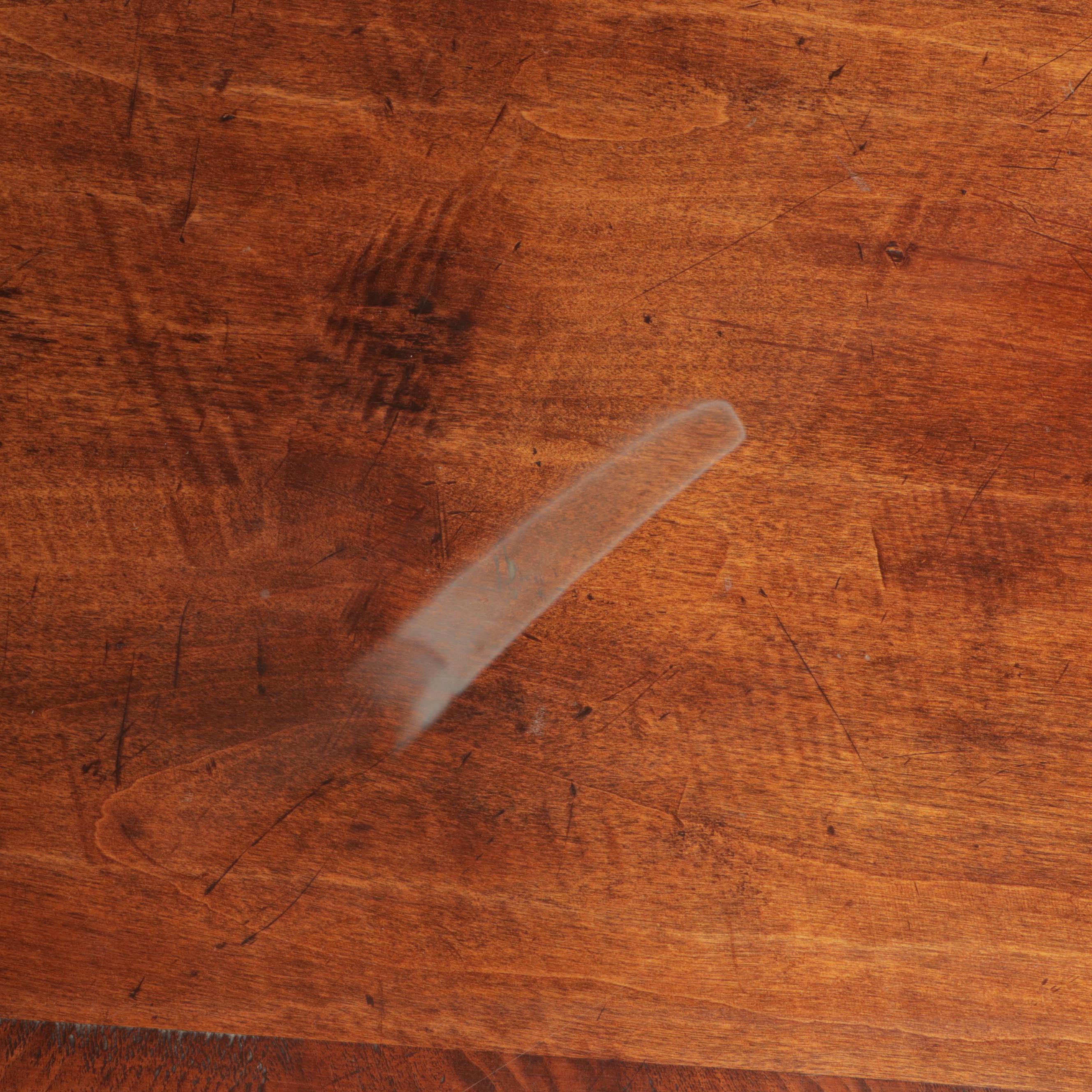 French Provincial Style Fruitwood-Stained and Crossbanded Double-Pedestal Desk