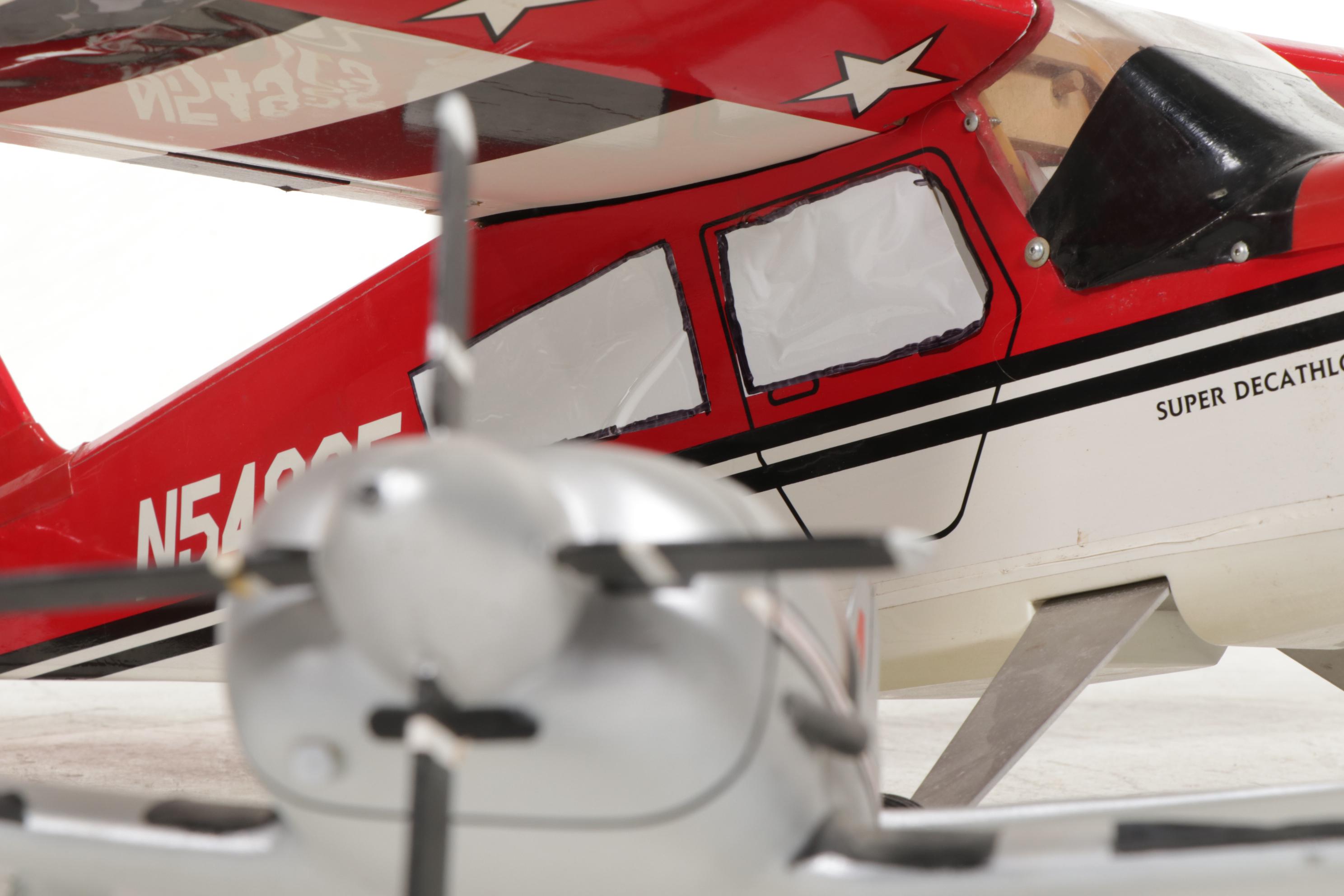 Futaba Super Decathlon Airplane Model with Silver Tone Wooden Plane Model