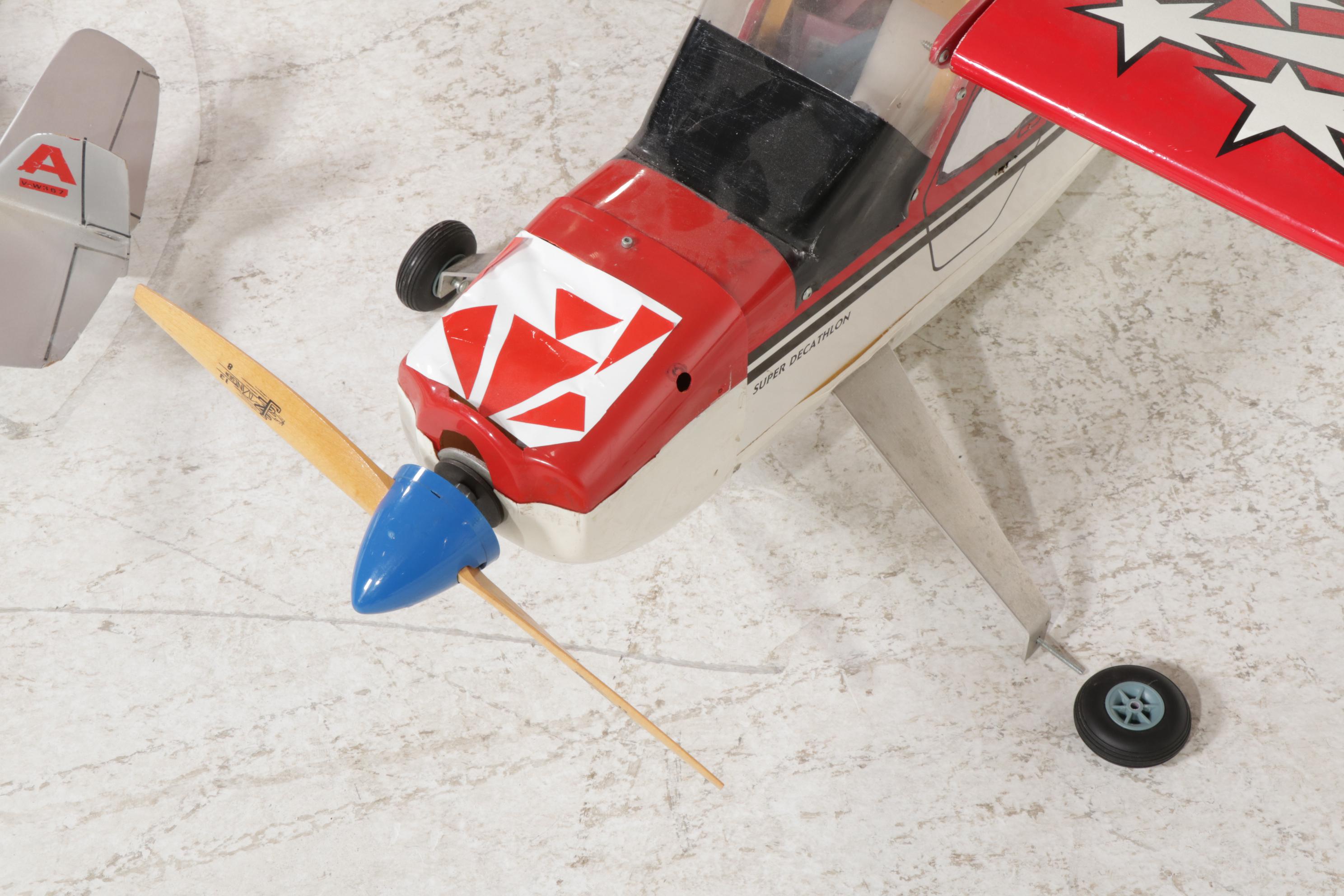 Futaba Super Decathlon Airplane Model with Silver Tone Wooden Plane Model