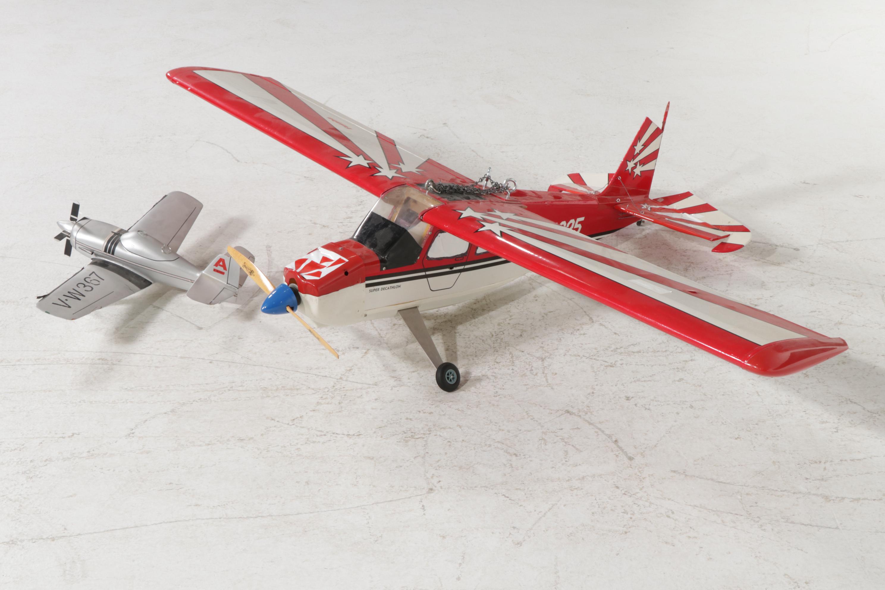 Futaba Super Decathlon Airplane Model with Silver Tone Wooden Plane Model