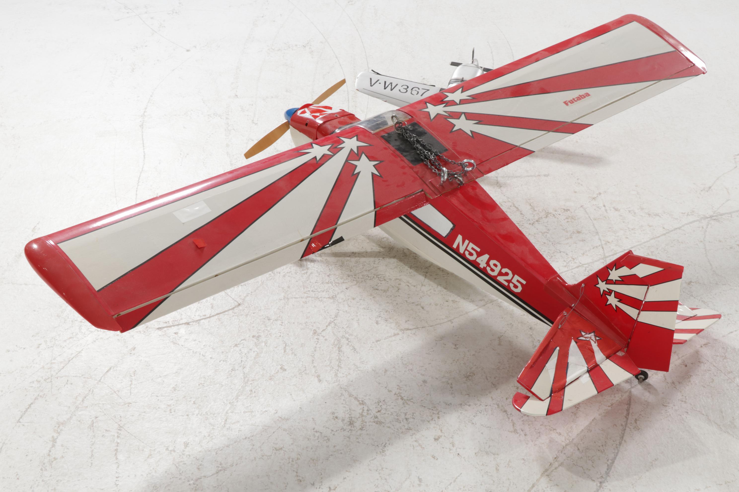 Futaba Super Decathlon Airplane Model with Silver Tone Wooden Plane Model