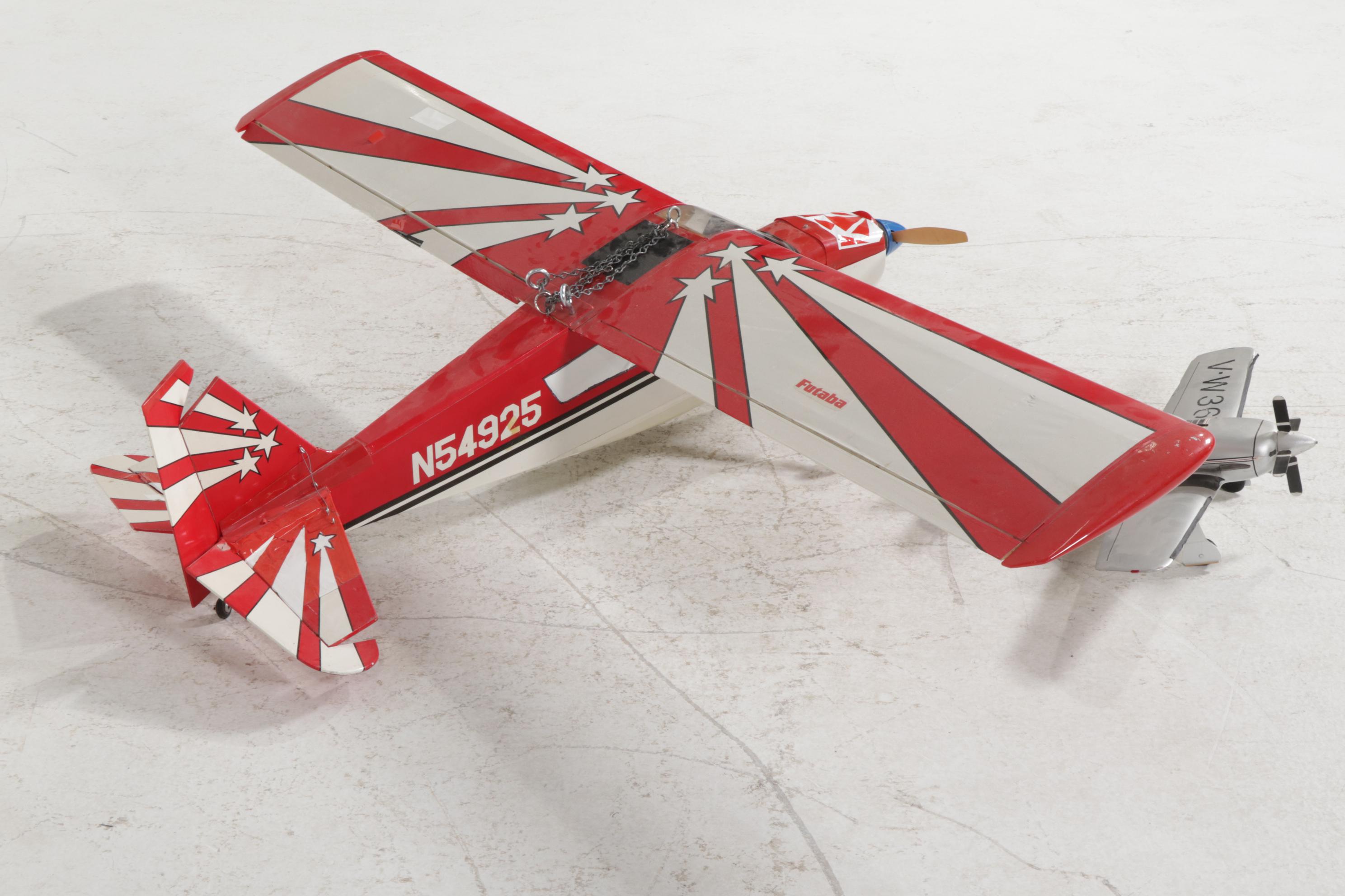 Futaba Super Decathlon Airplane Model with Silver Tone Wooden Plane Model