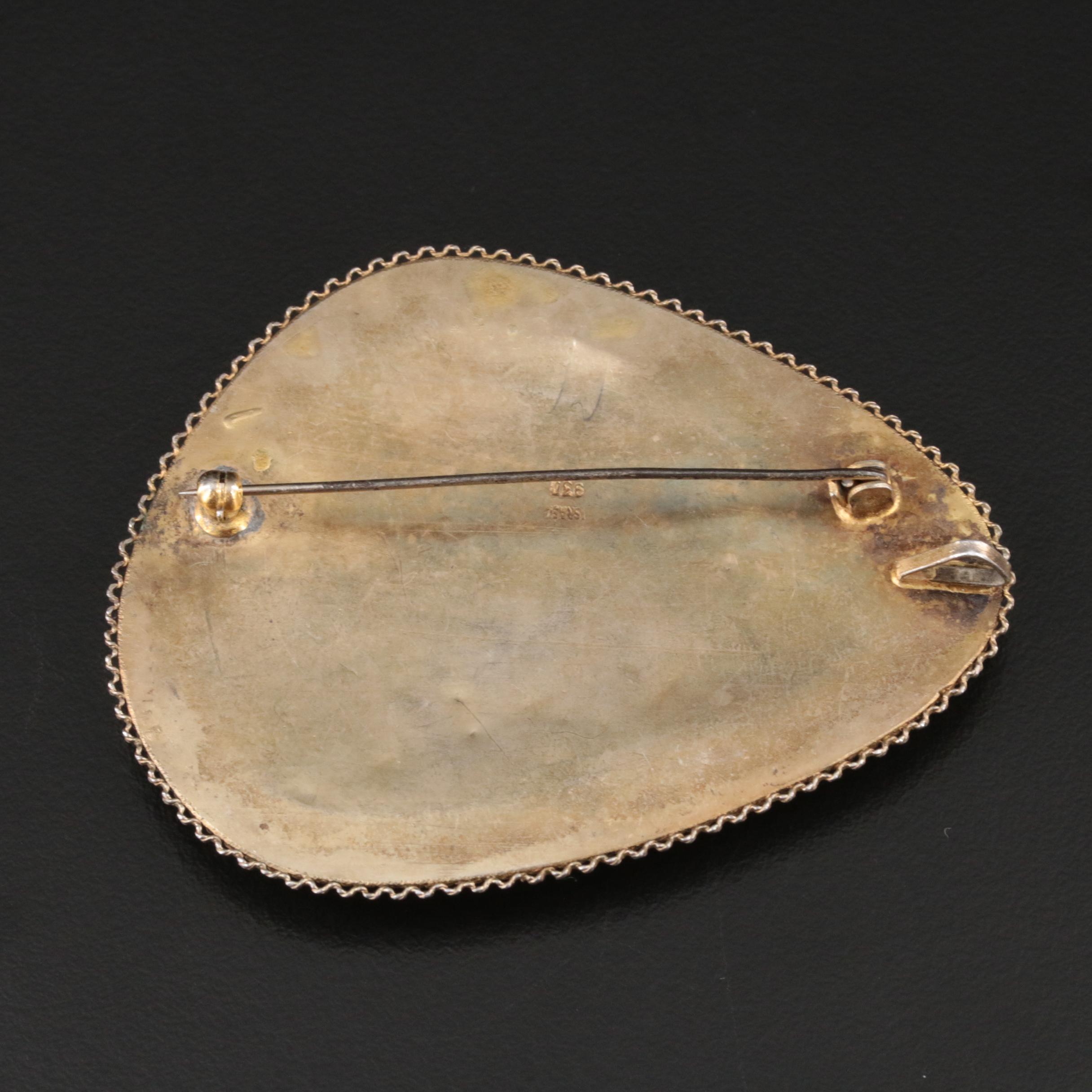 Israeli 930 Silver Eilat Stone Converter Brooch