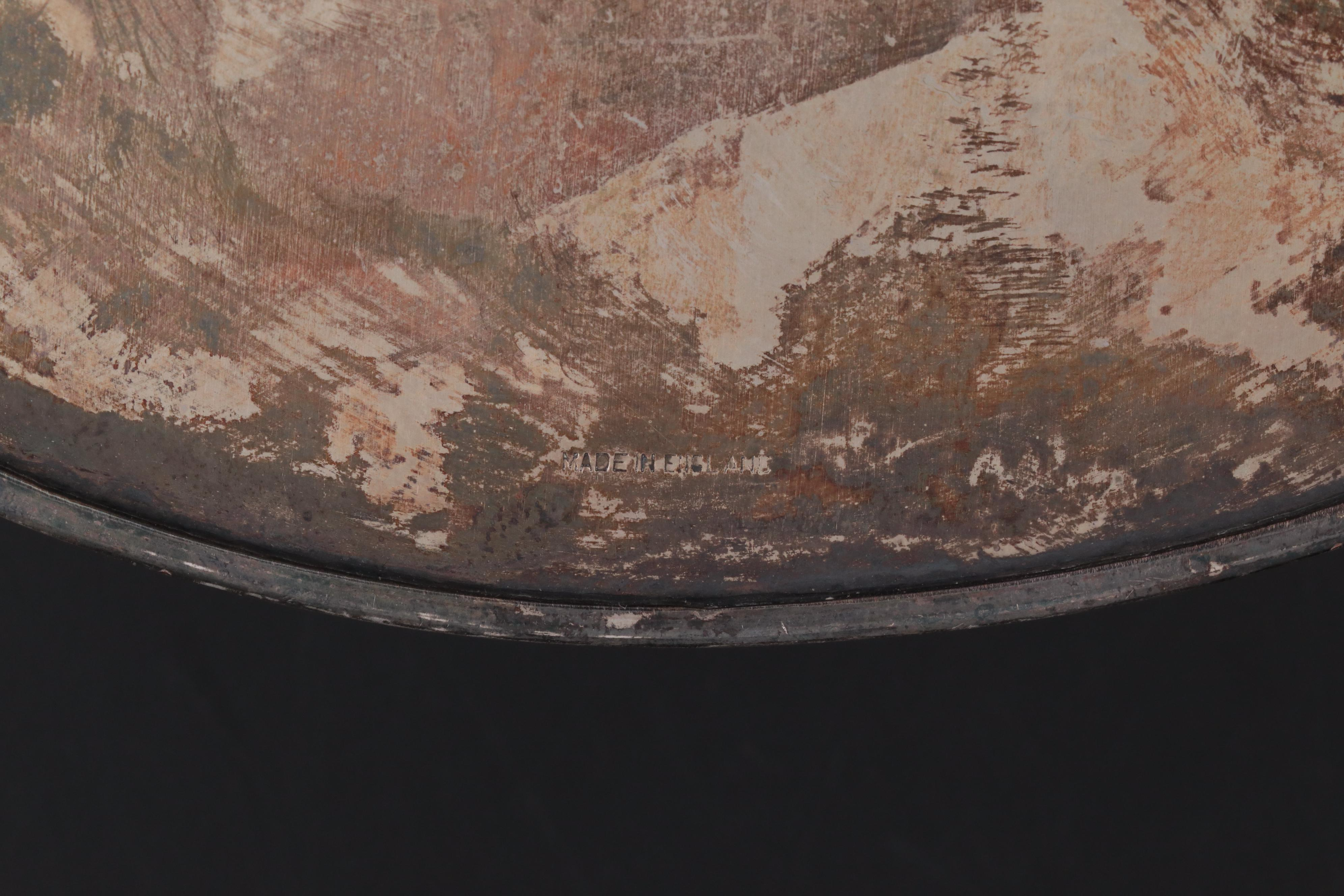 Sheffield Silver Plated Serpentine Gallery Trays with Pressed Crystal Dish