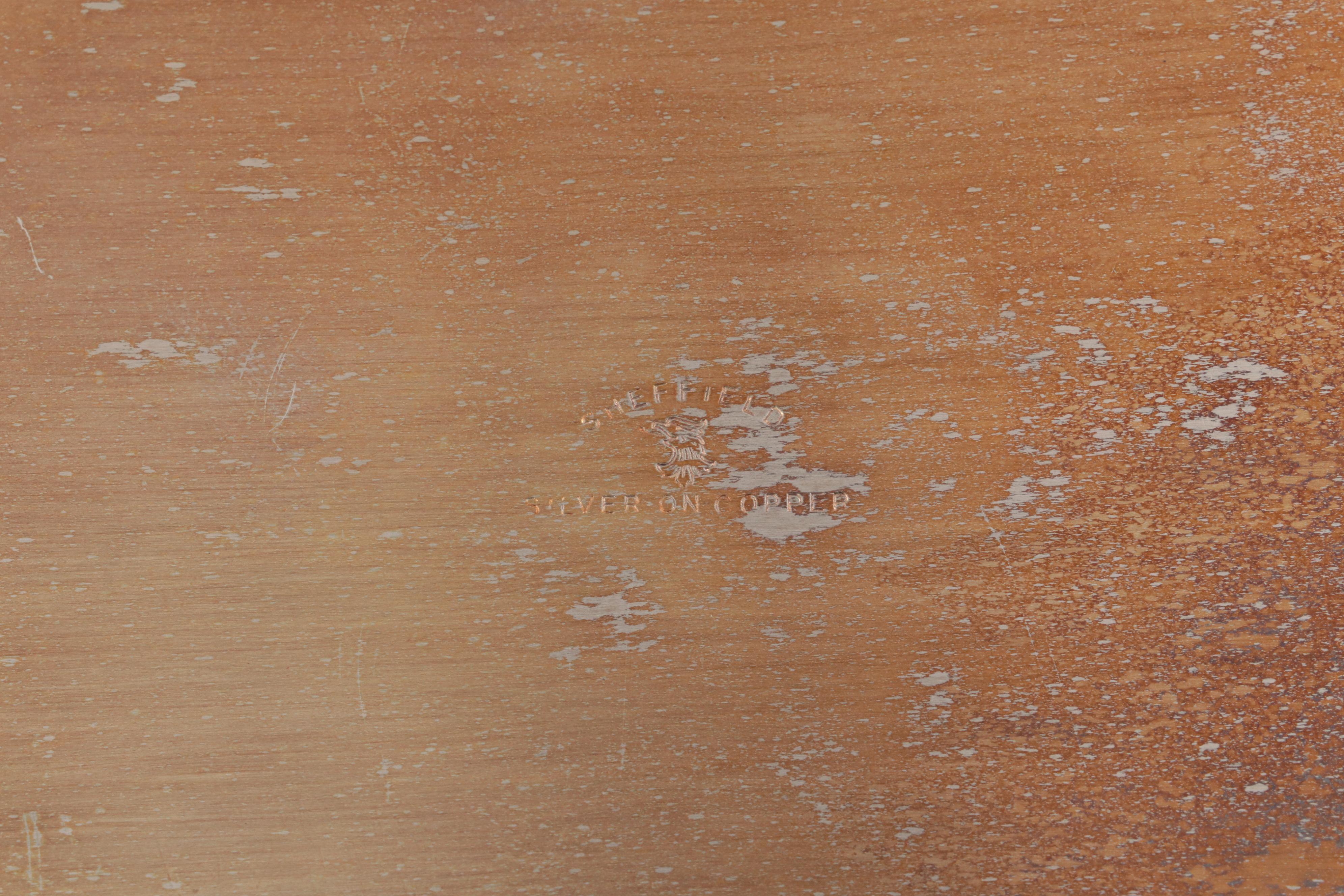 Sheffield Silver Plated Serpentine Gallery Trays with Pressed Crystal Dish