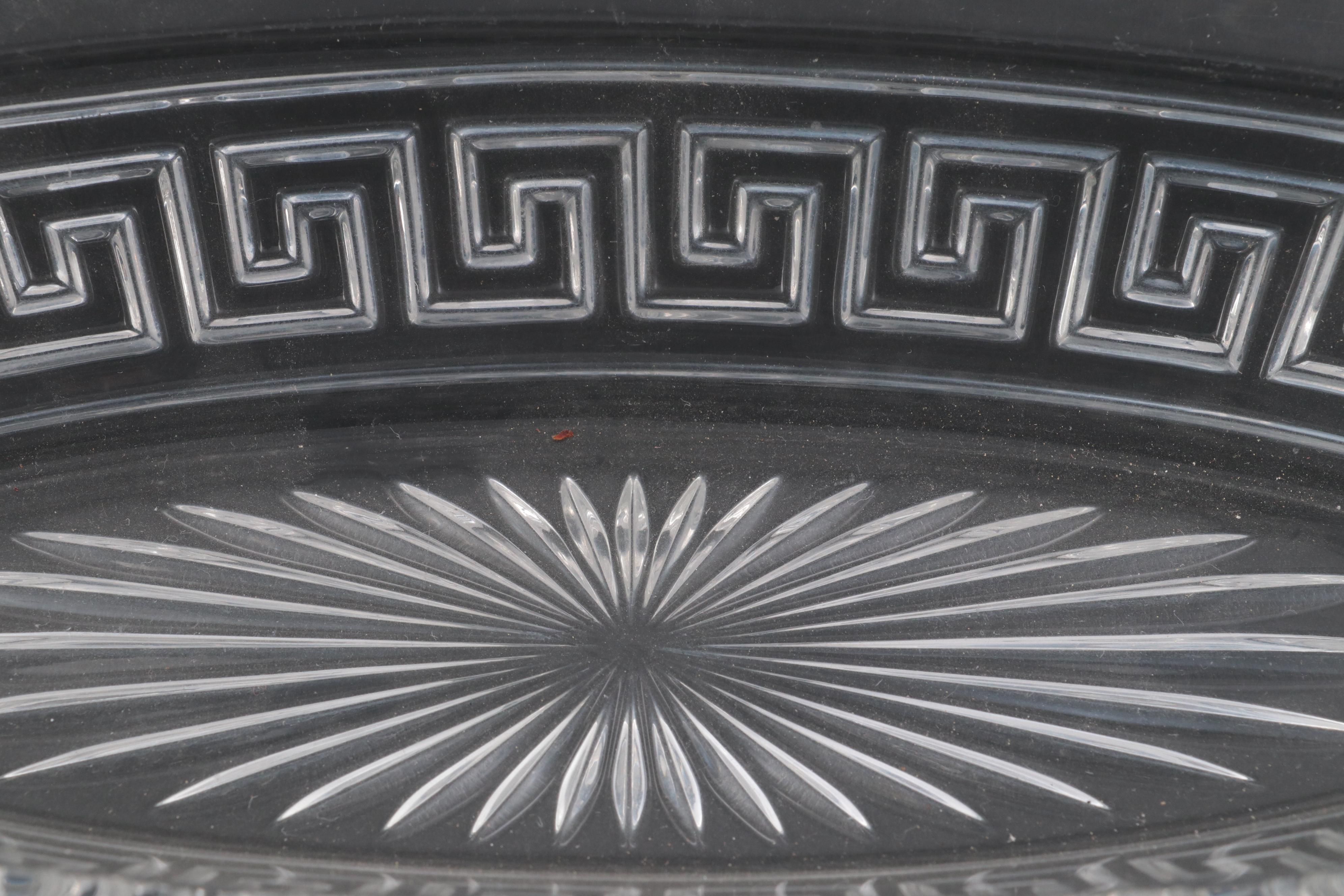 Sheffield Silver Plated Serpentine Gallery Trays with Pressed Crystal Dish