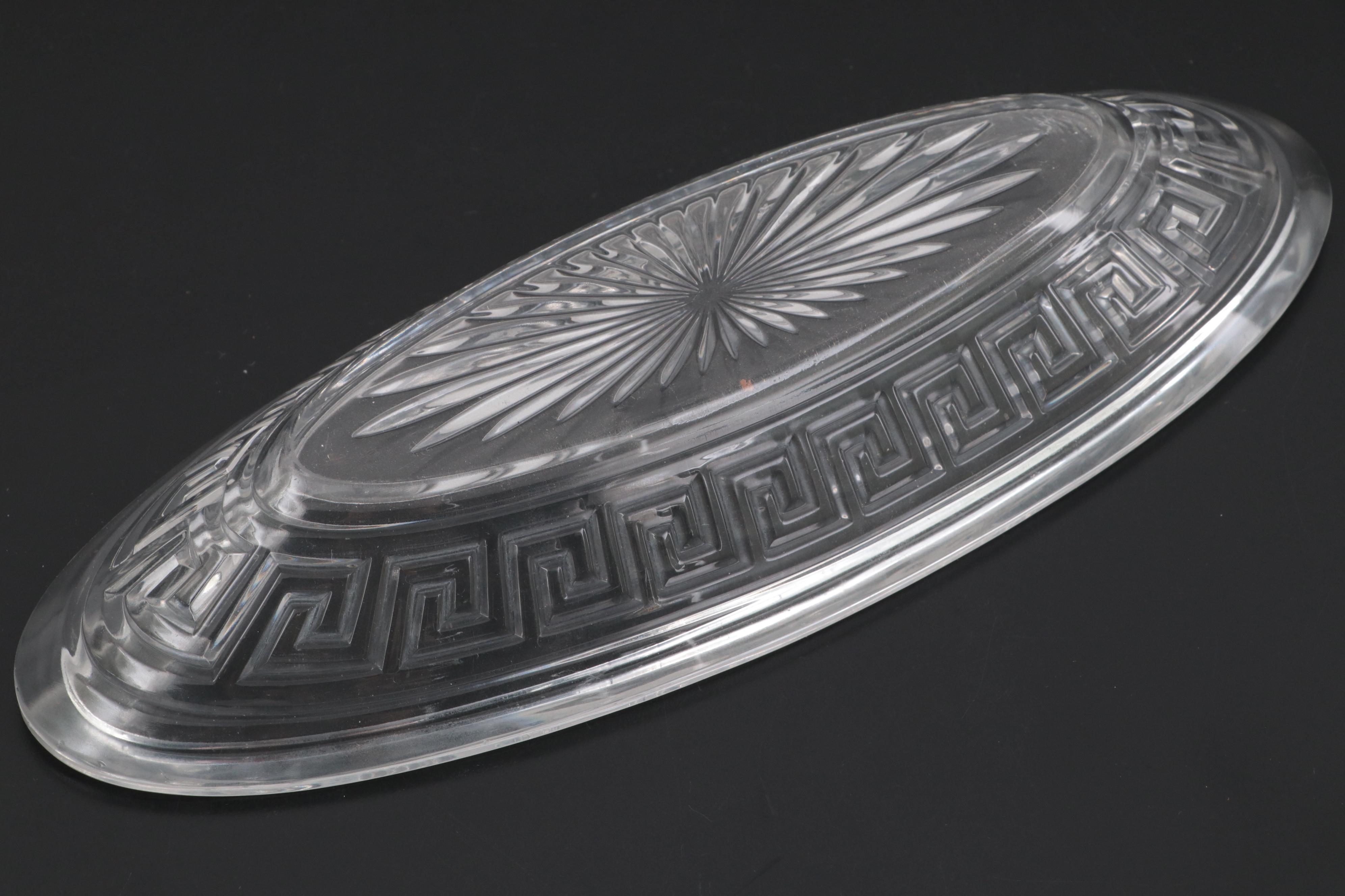 Sheffield Silver Plated Serpentine Gallery Trays with Pressed Crystal Dish