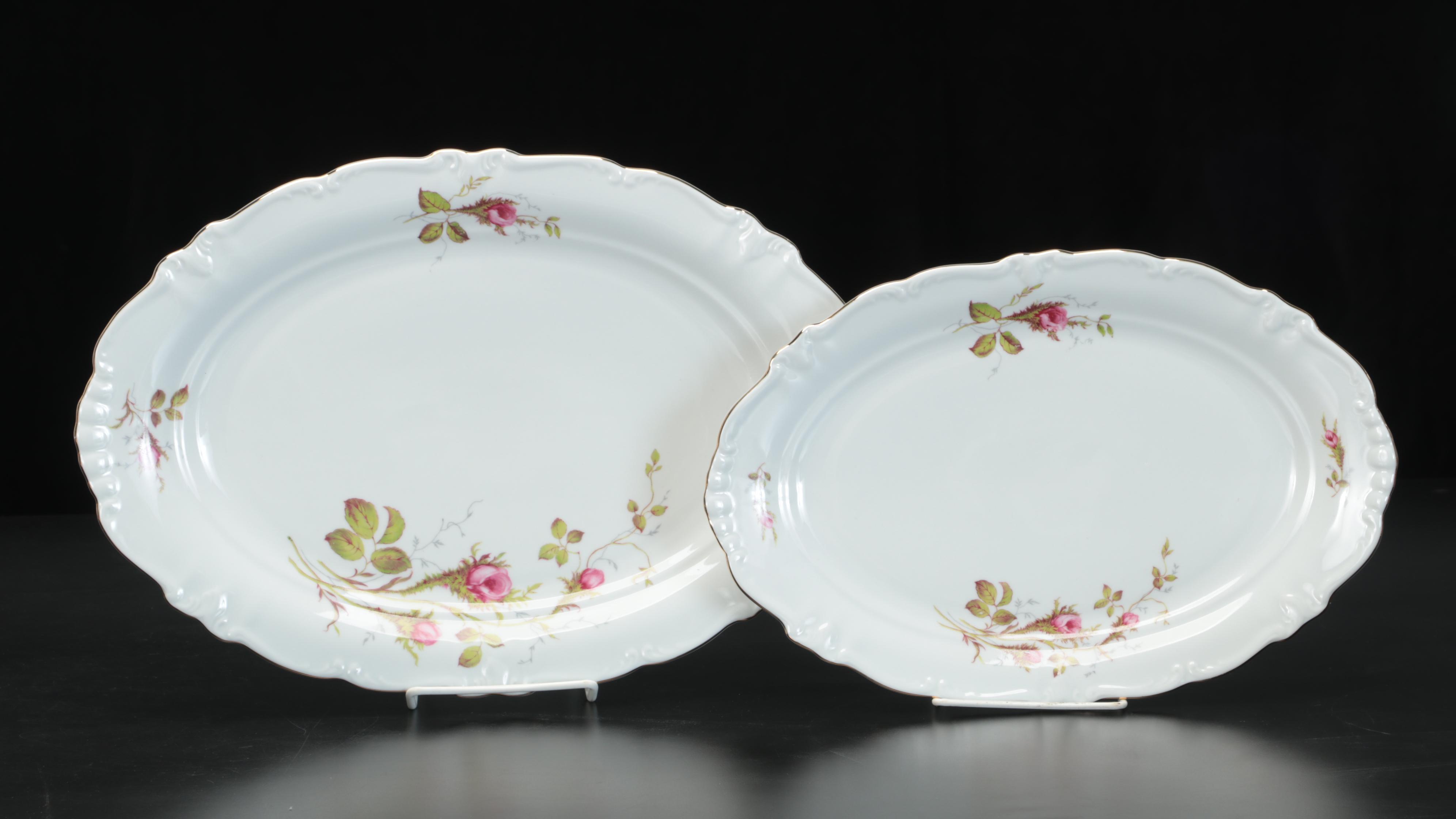 Winterling Porcelain "Moss Rose" Dinnerware and Serving Pieces, Mid-Late 20th C.