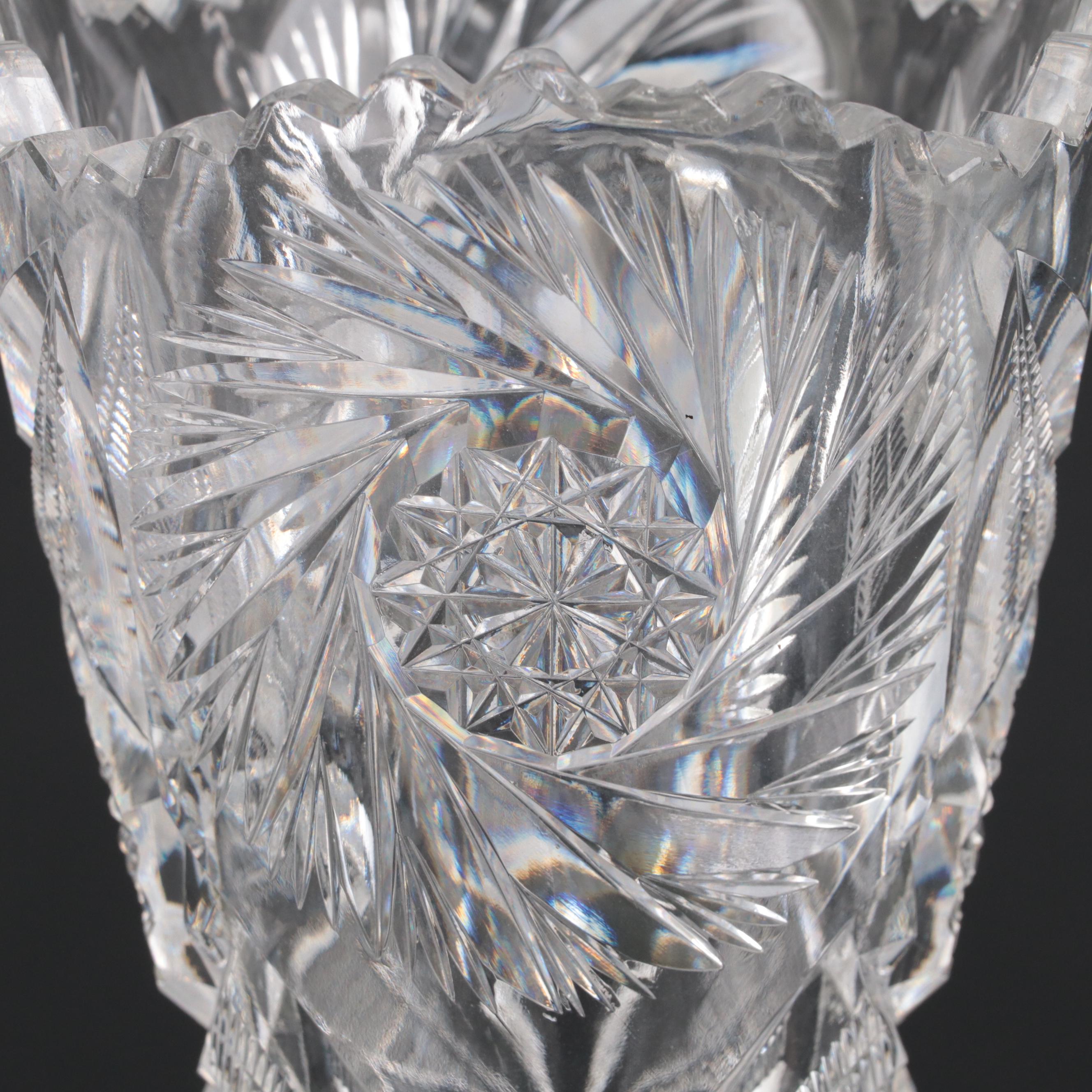 American Brilliant Cut Compote and Vase with Other Tableware and Serving Bowls