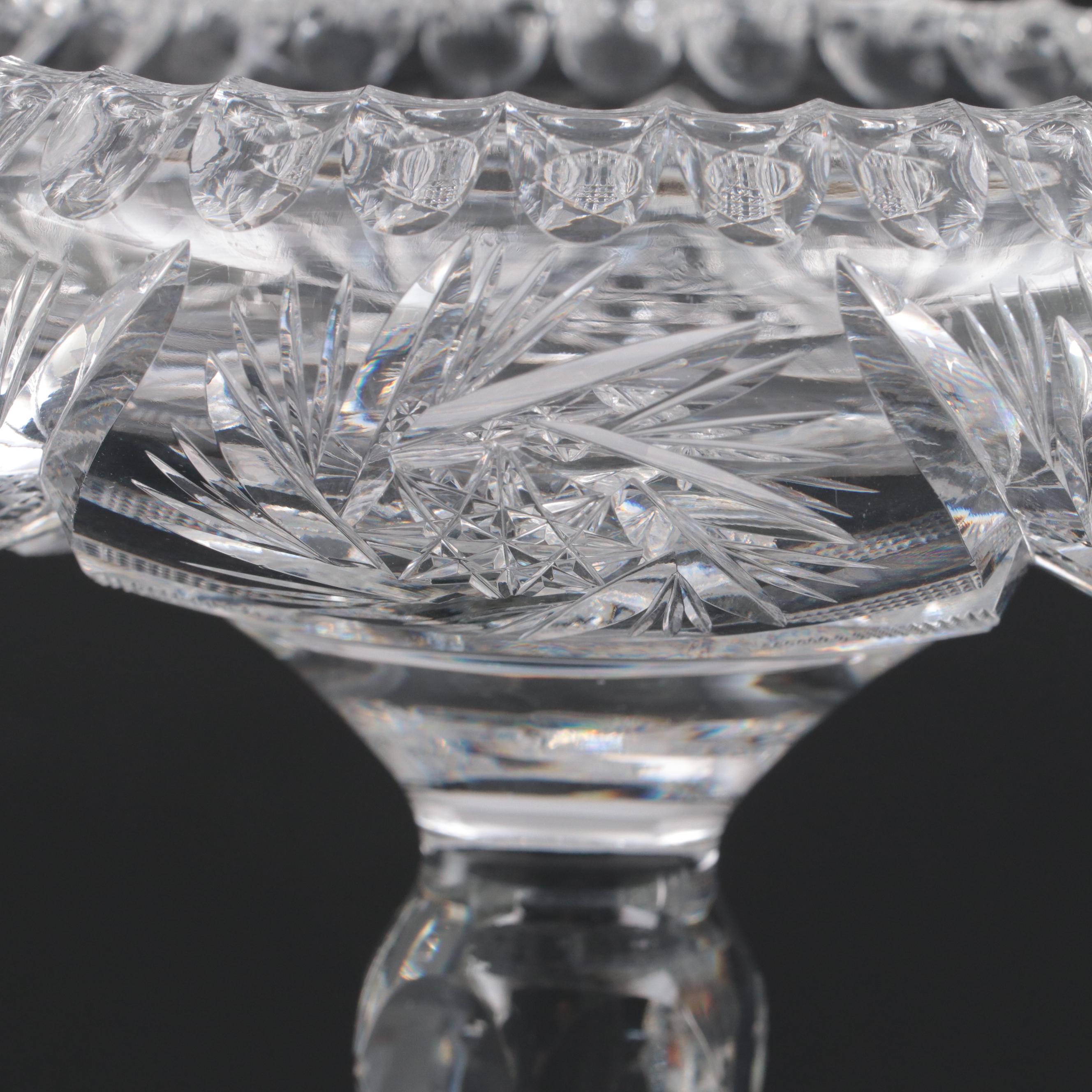 American Brilliant Cut Compote and Vase with Other Tableware and Serving Bowls