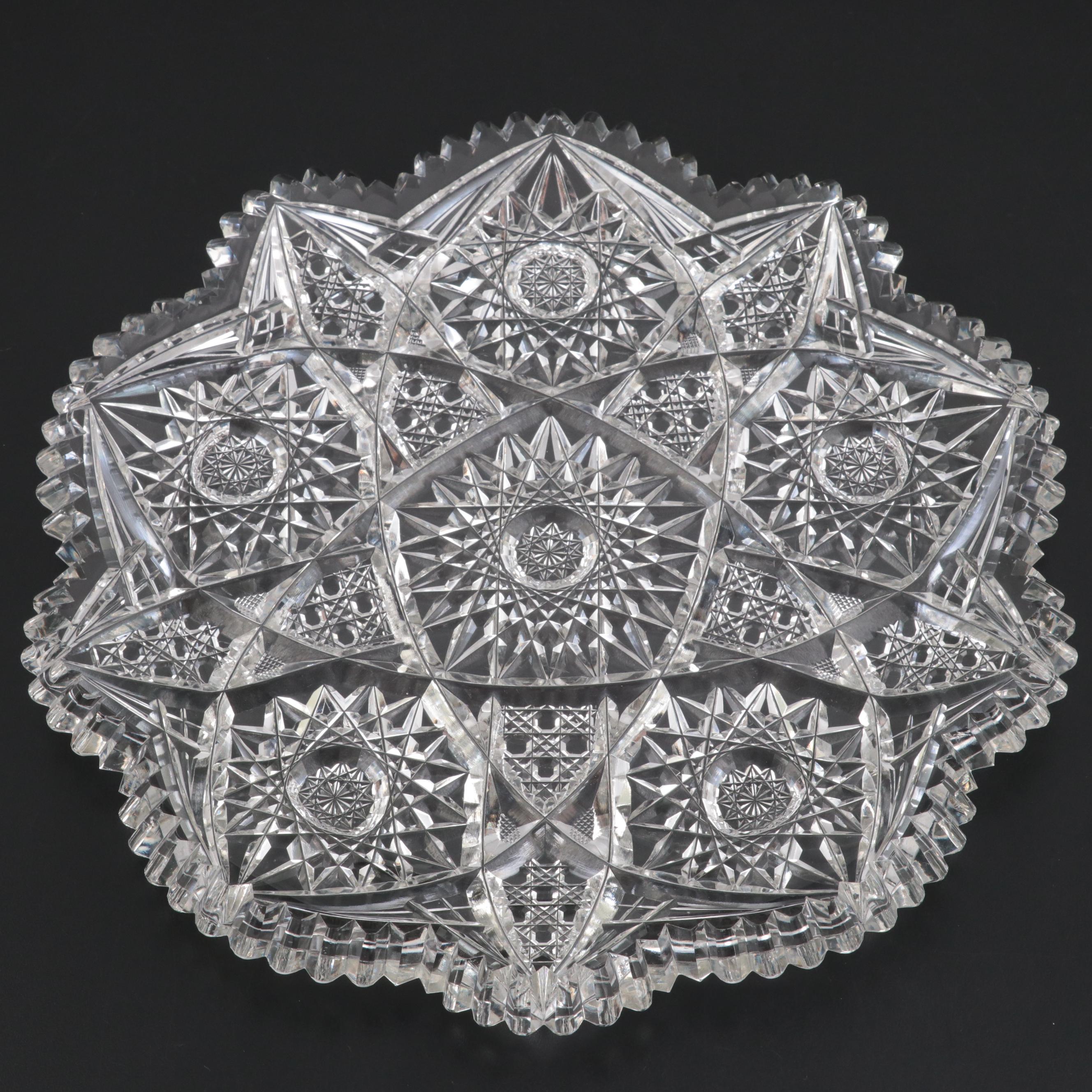 American Brilliant Cut Compote and Vase with Other Tableware and Serving Bowls