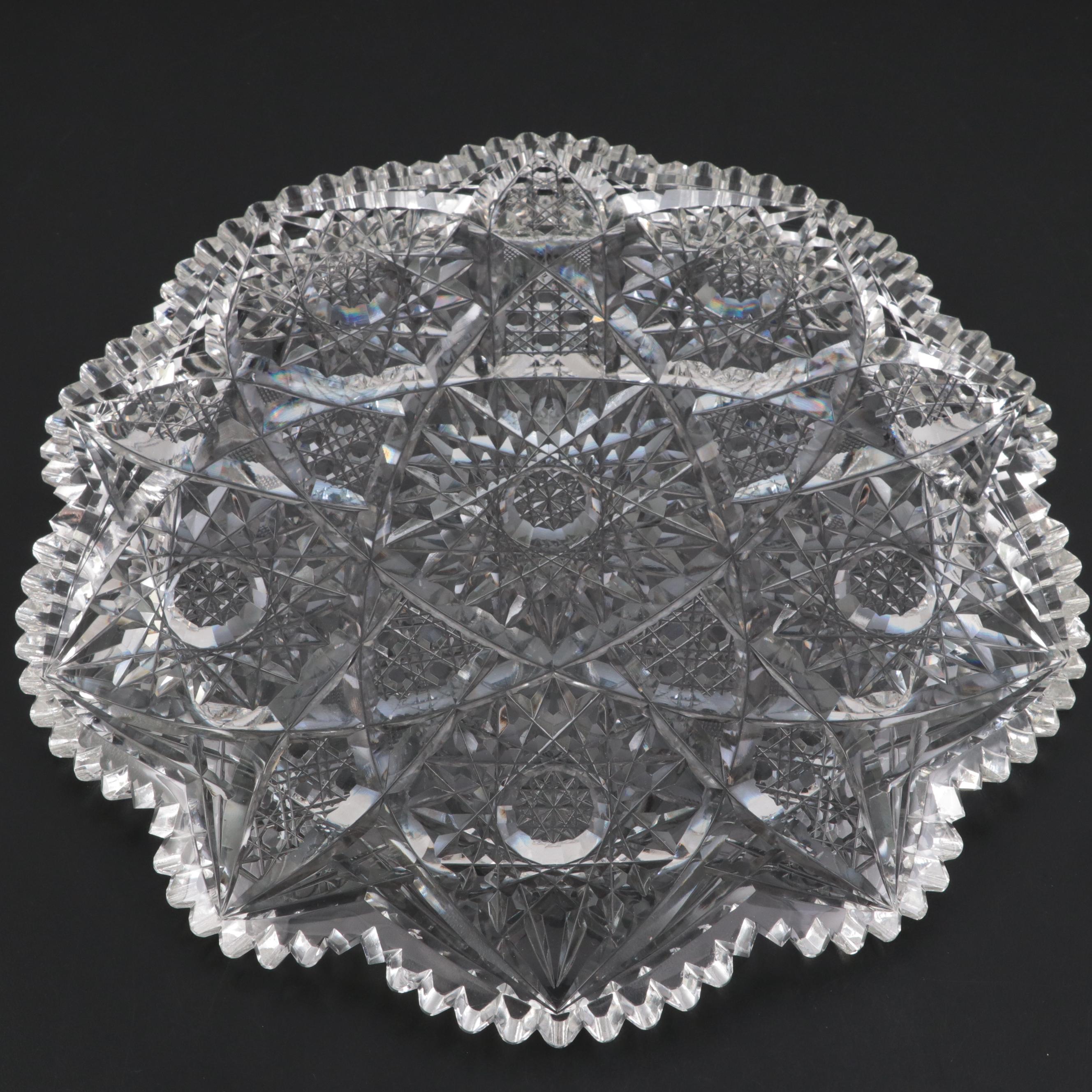 American Brilliant Cut Compote and Vase with Other Tableware and Serving Bowls