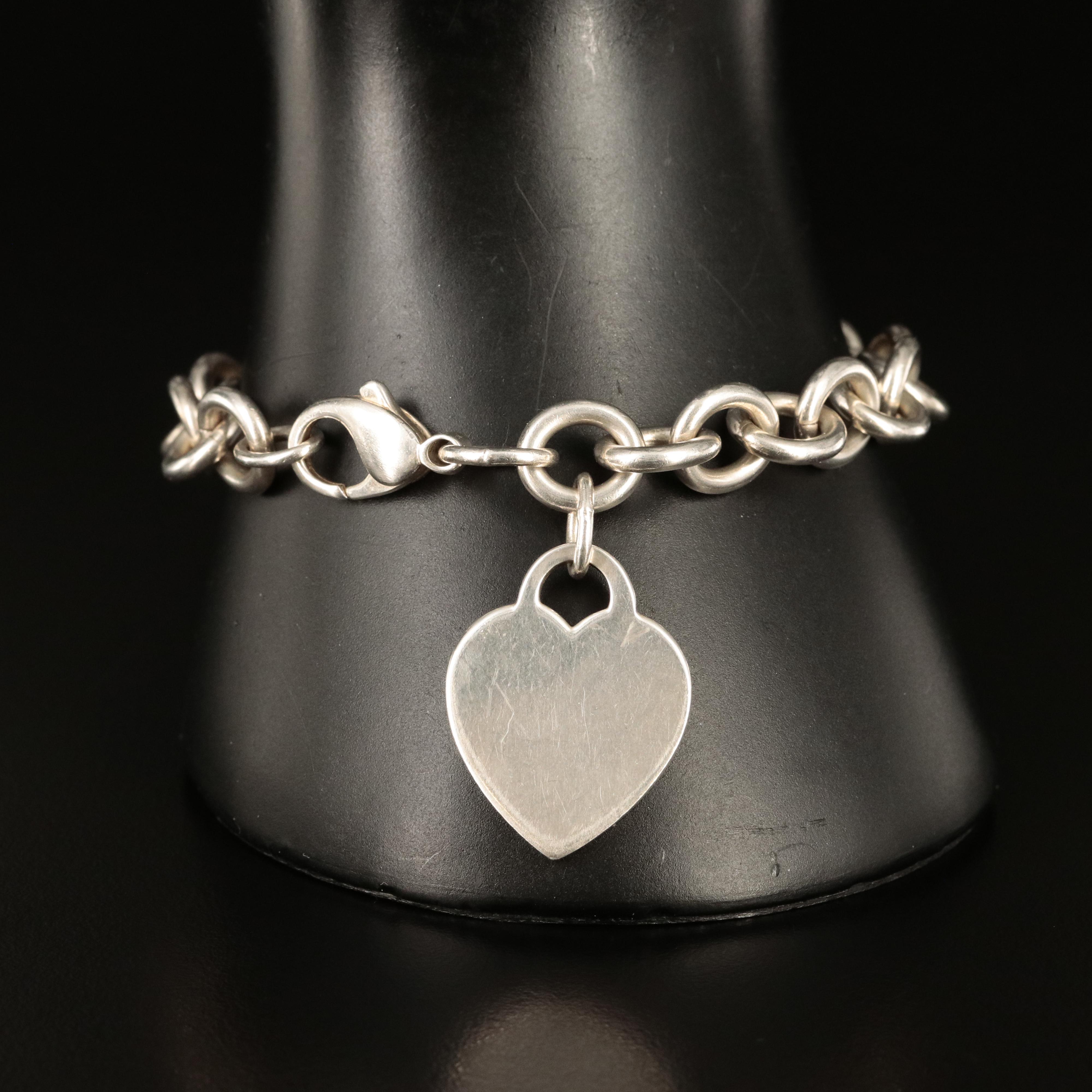 Tiffany & Co. Sterling Heart Charm Bracelet