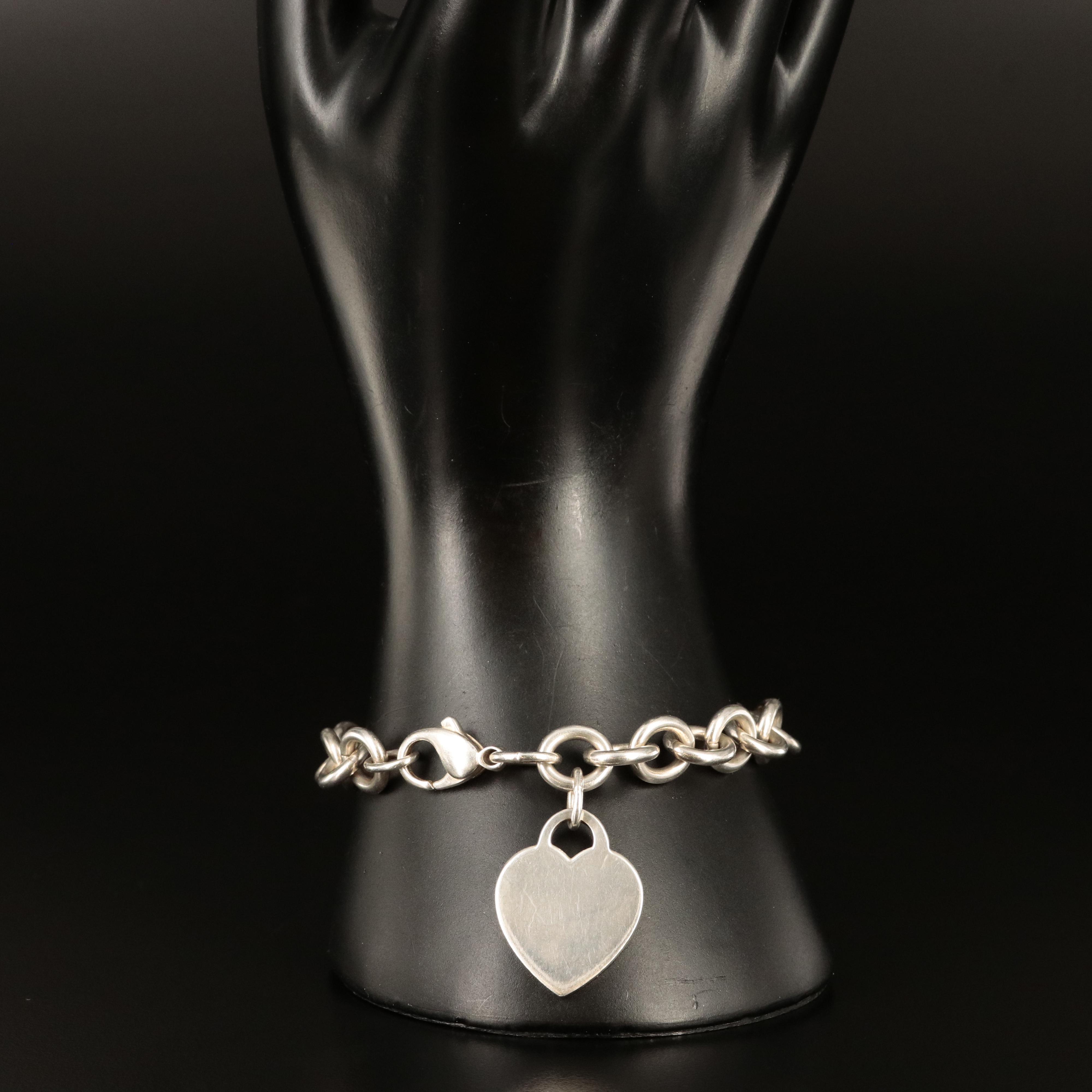 Tiffany & Co. Sterling Heart Charm Bracelet