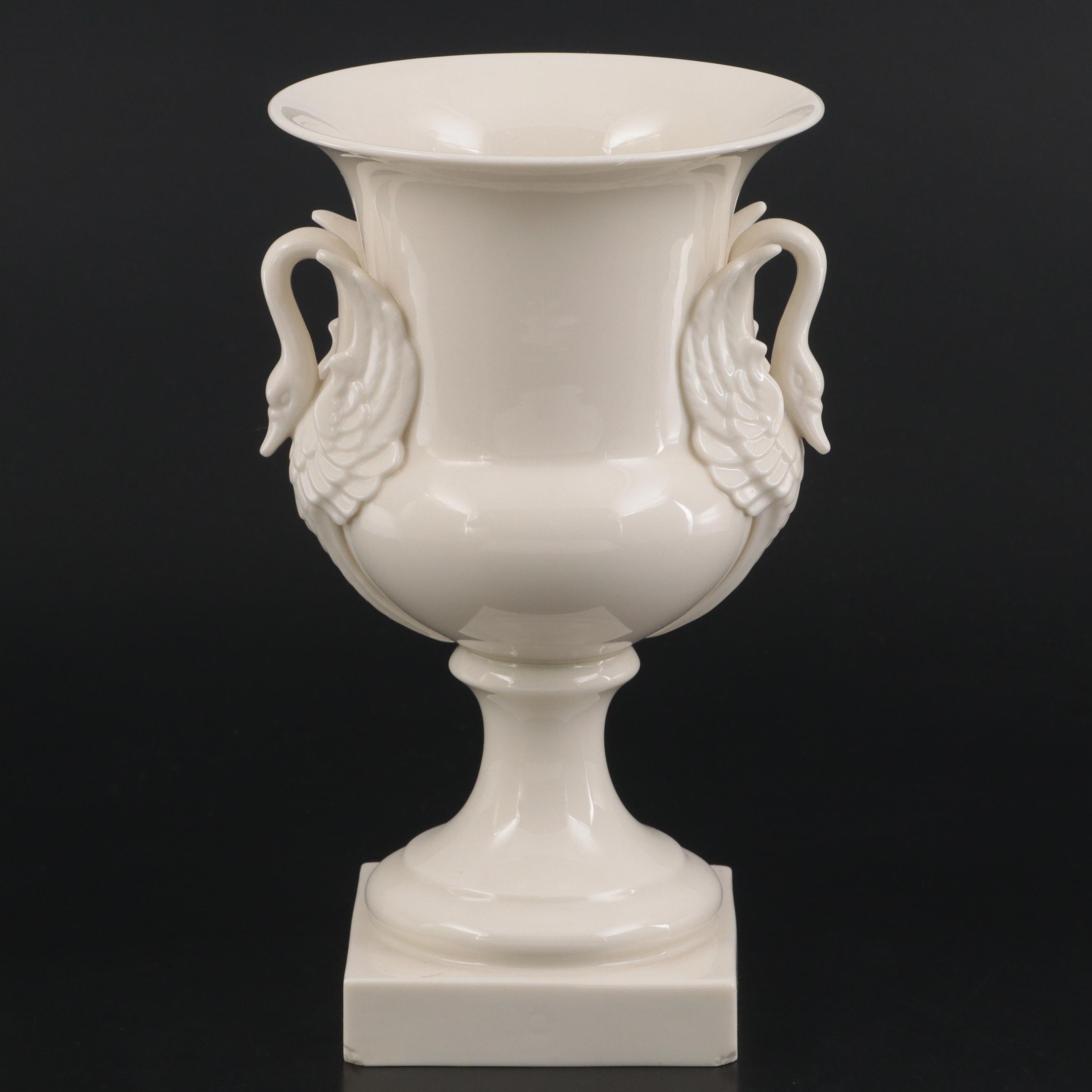 Lenox Bone China Empire Style Swan Trophy Vase and Acanthus Leaf Candy Dish