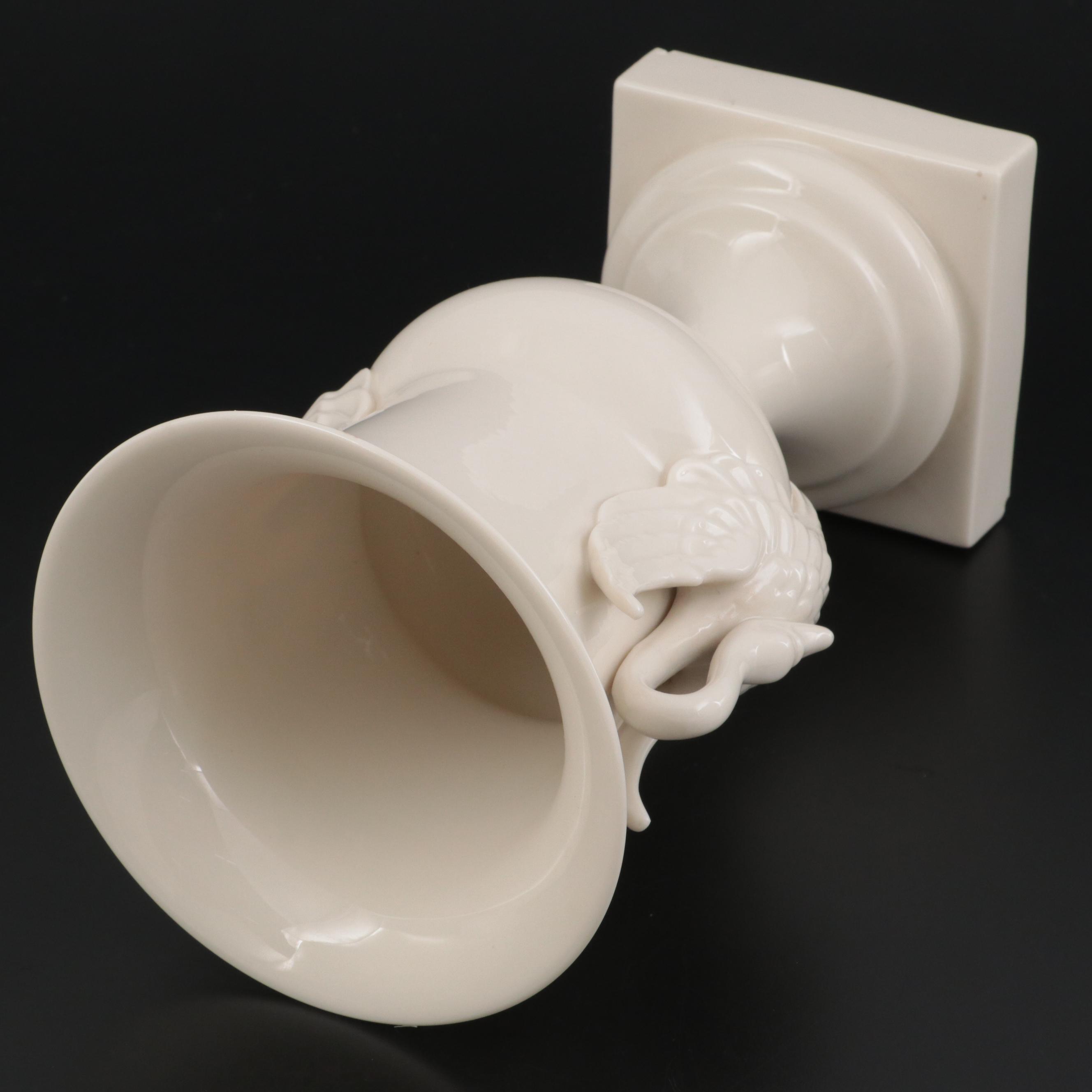 Lenox Bone China Empire Style Swan Trophy Vase and Acanthus Leaf Candy Dish