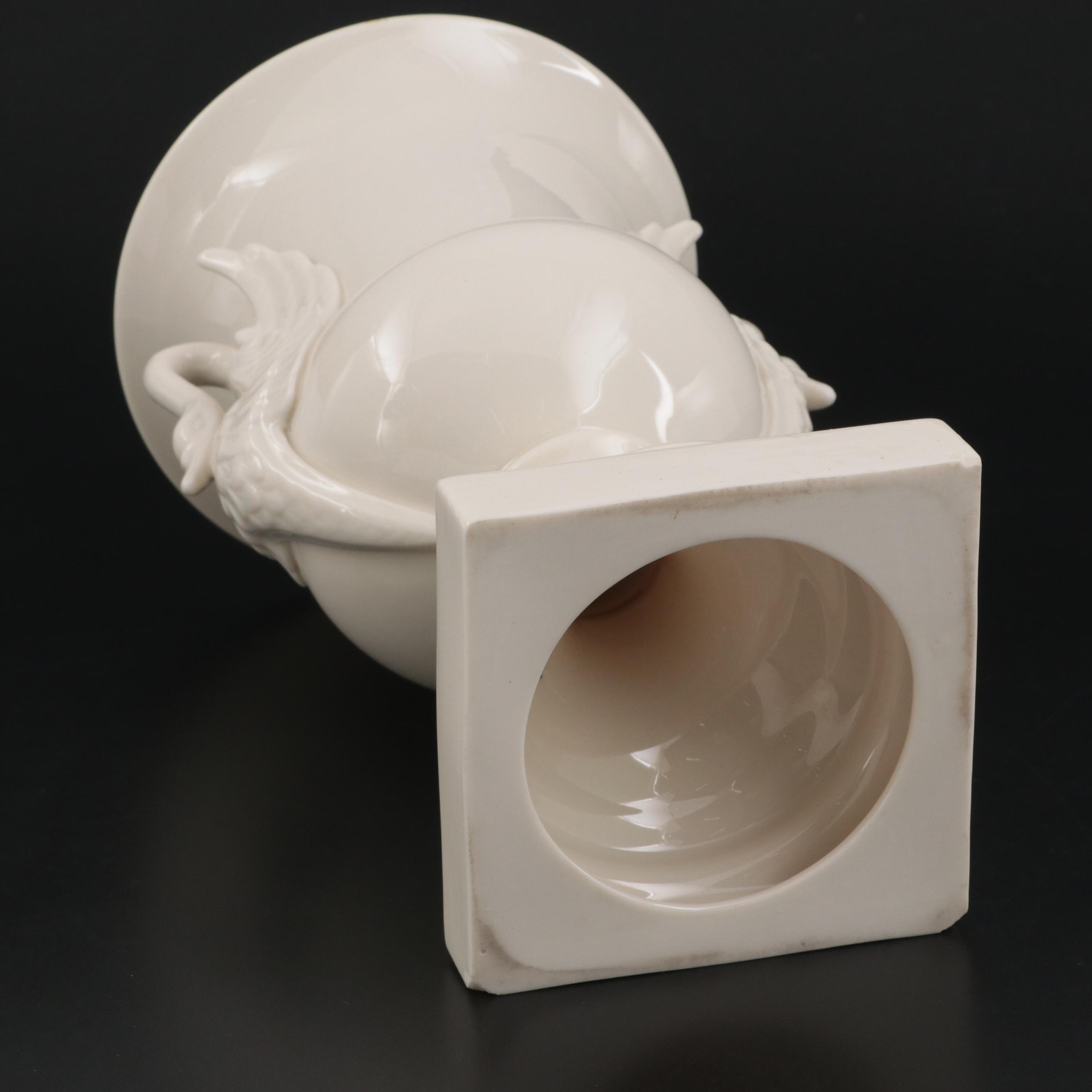 Lenox Bone China Empire Style Swan Trophy Vase and Acanthus Leaf Candy Dish