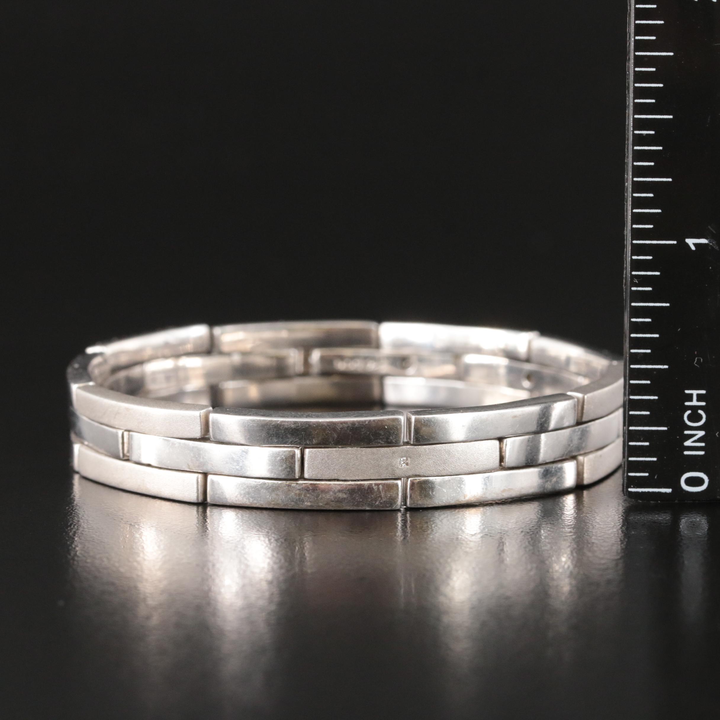 Sterling Silver Diamond Panther Link Bracelet