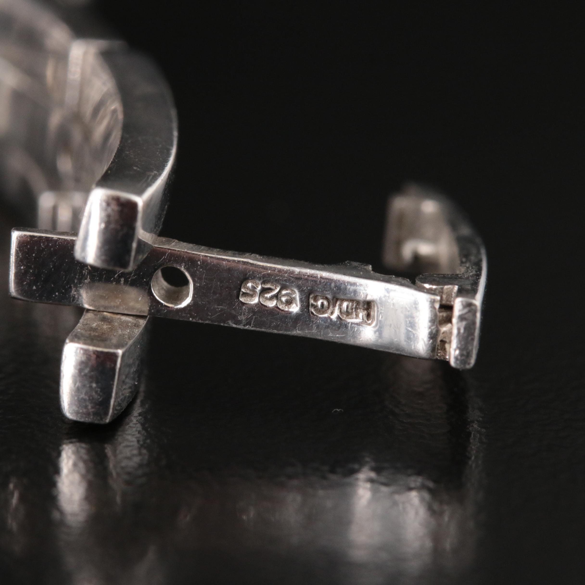 Sterling Silver Diamond Panther Link Bracelet