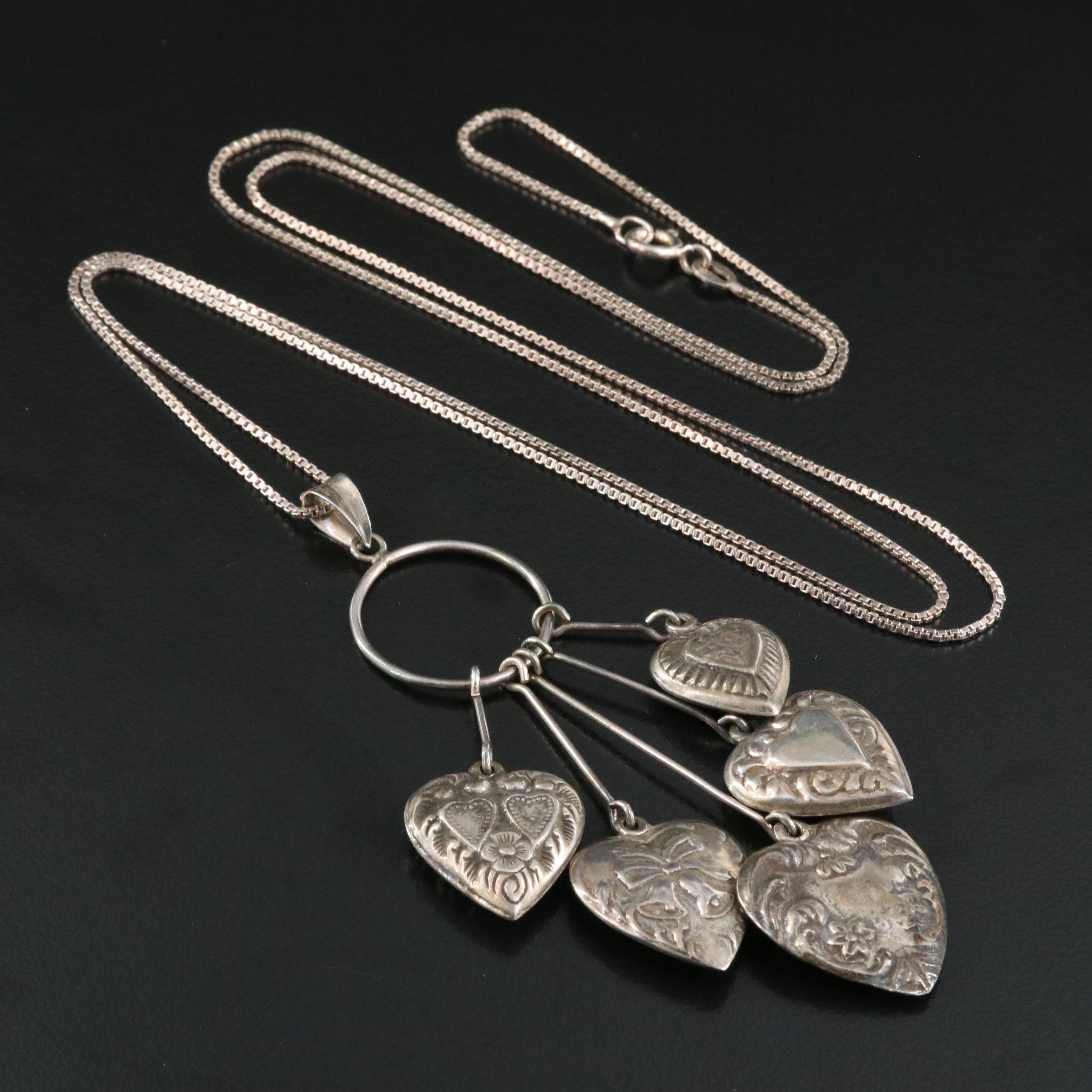 Italian Sterling Puffy Heart Pendant Necklace