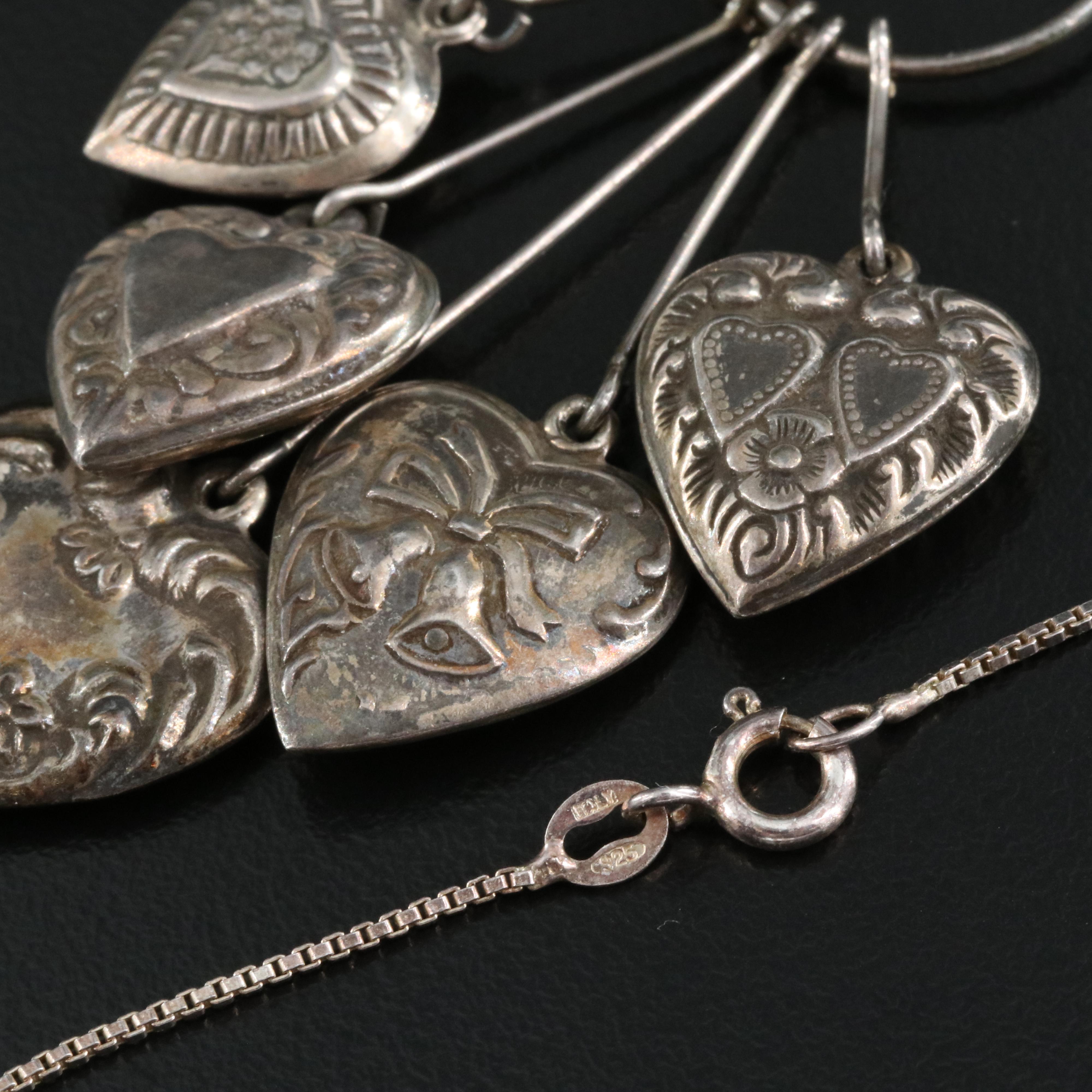 Italian Sterling Puffy Heart Pendant Necklace