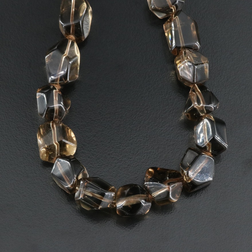 Smoky Quartz Necklace with 14K Clasp