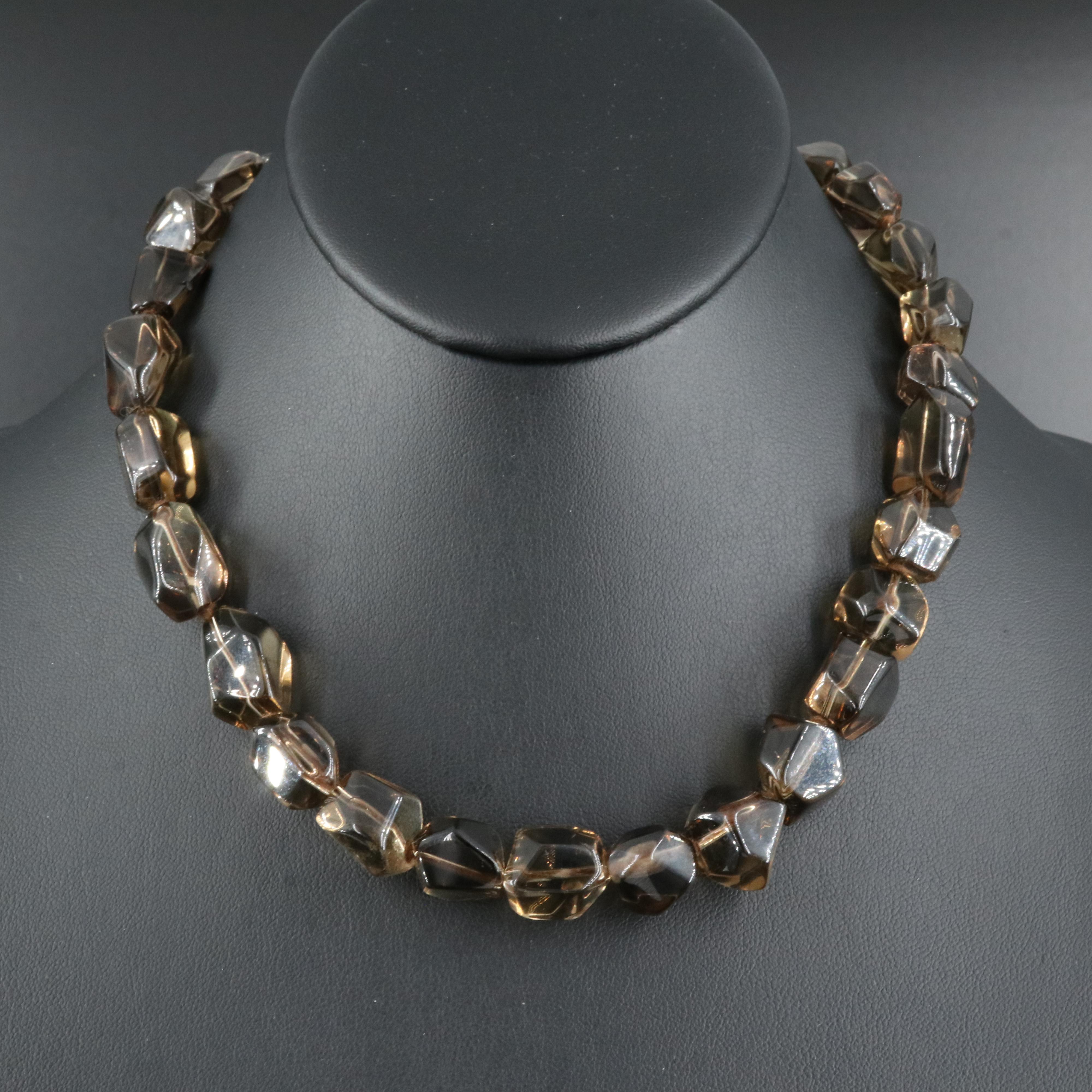 Smoky Quartz Necklace with 14K Clasp