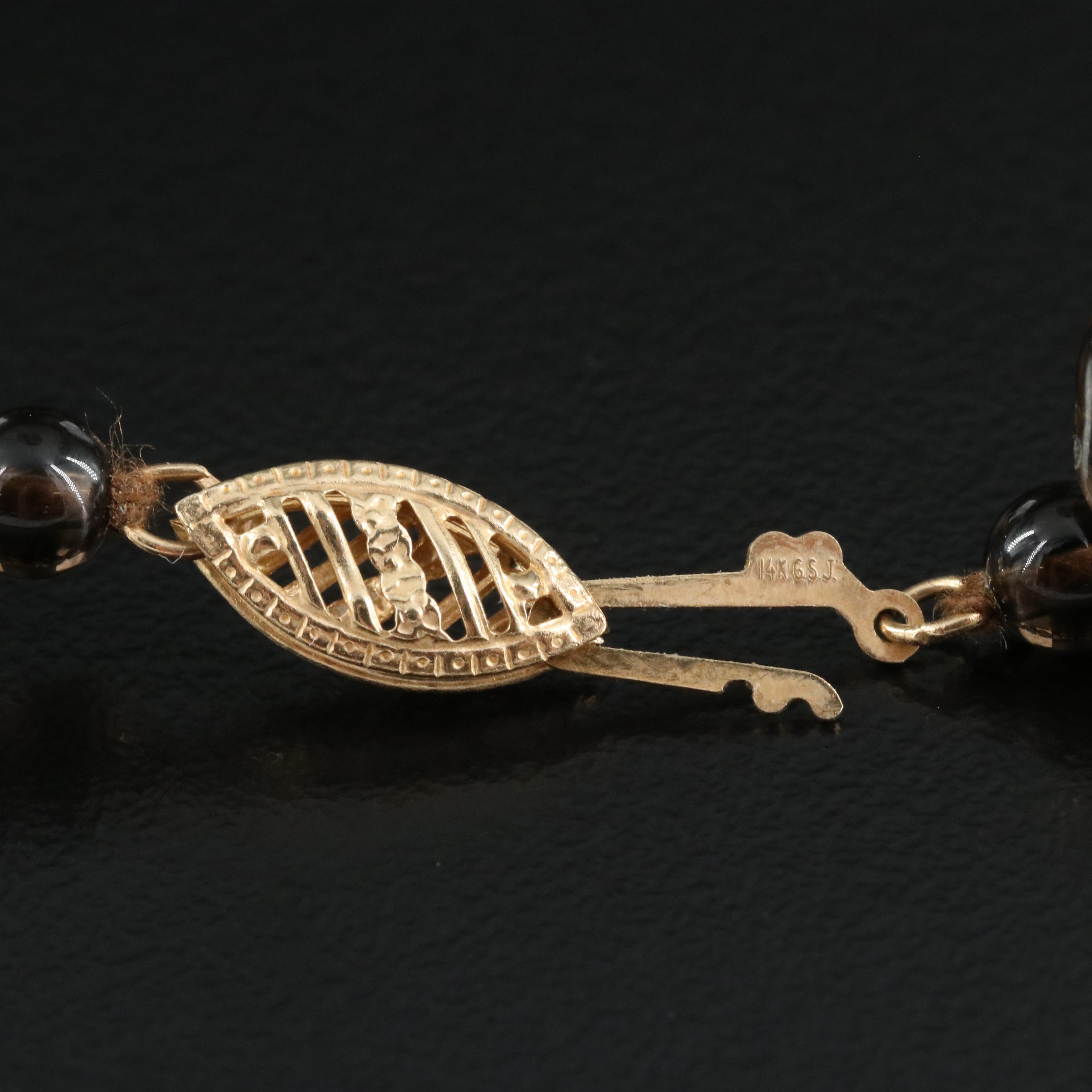 Smoky Quartz Necklace with 14K Clasp