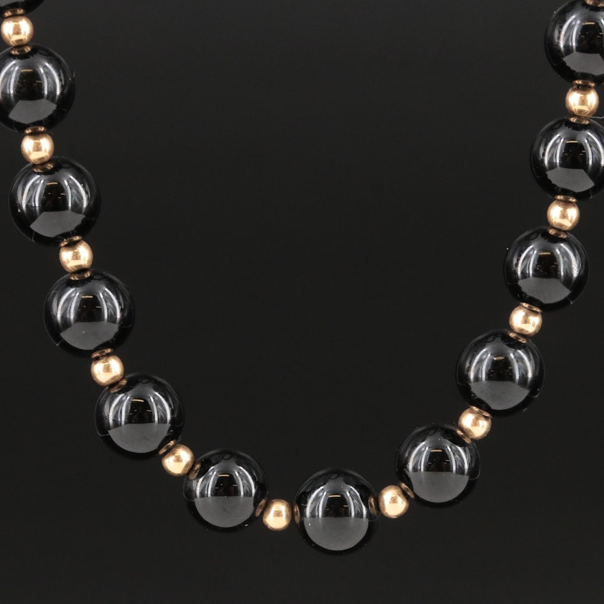 14K and Black Onyx Endless Bead Necklace