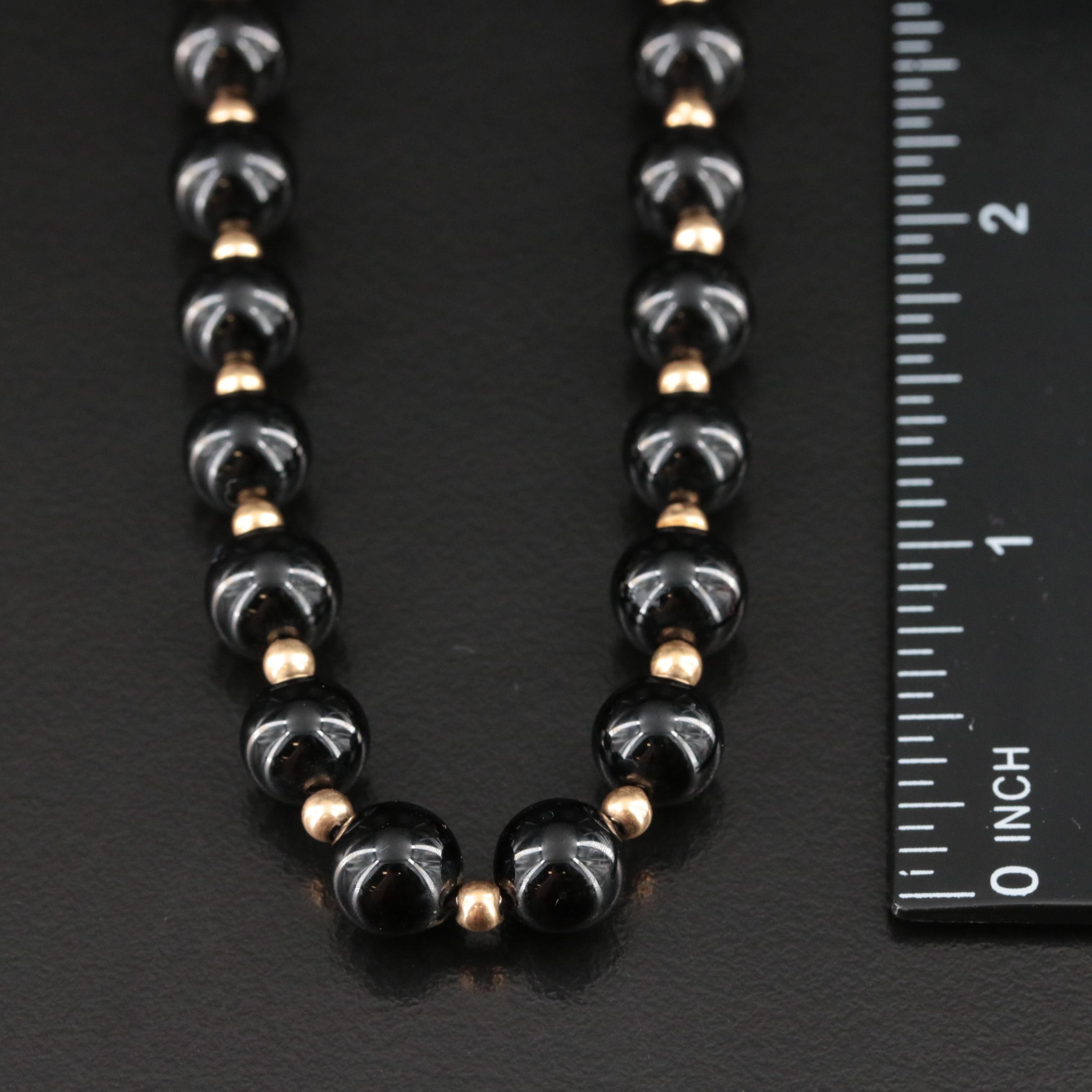 14K and Black Onyx Endless Bead Necklace