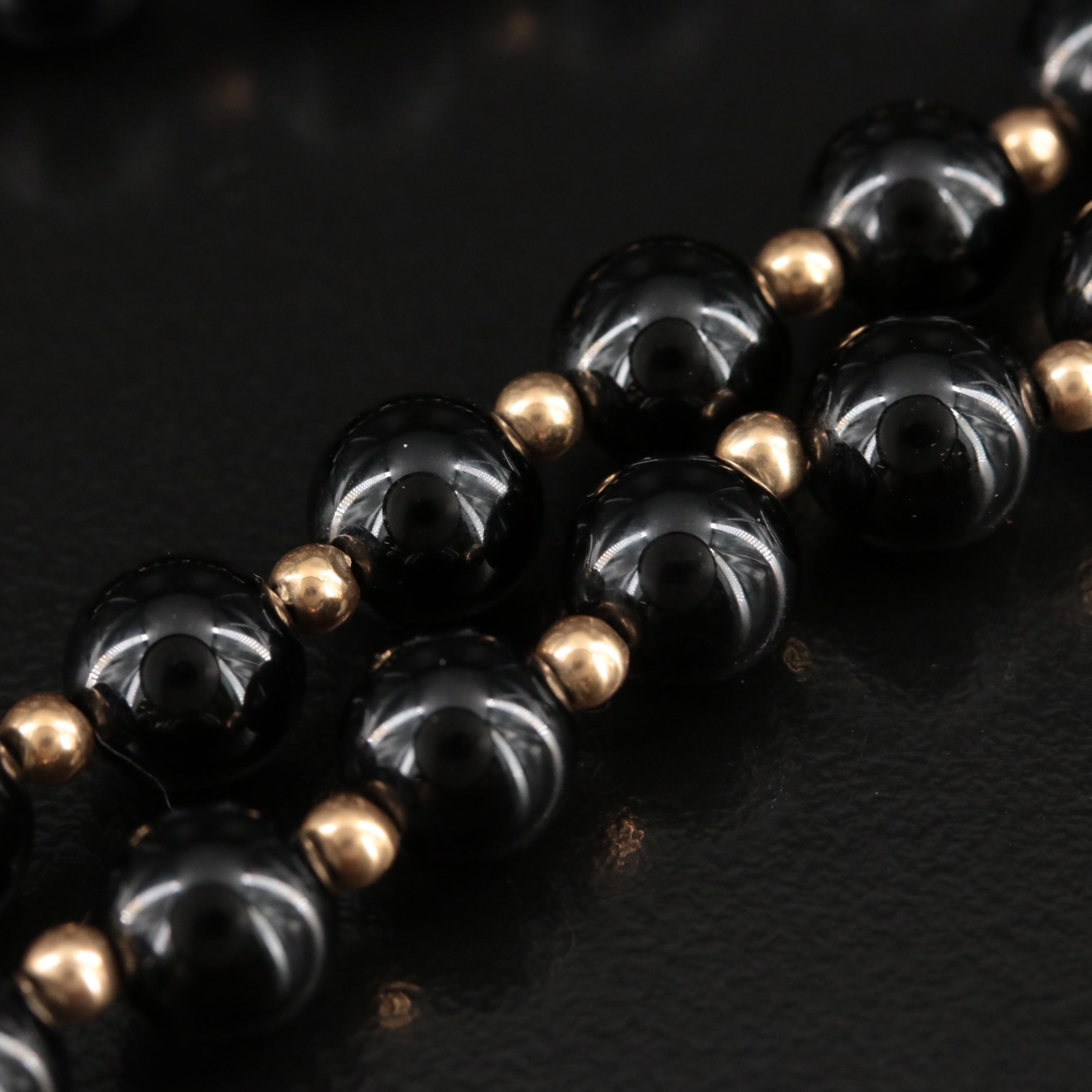 14K and Black Onyx Endless Bead Necklace