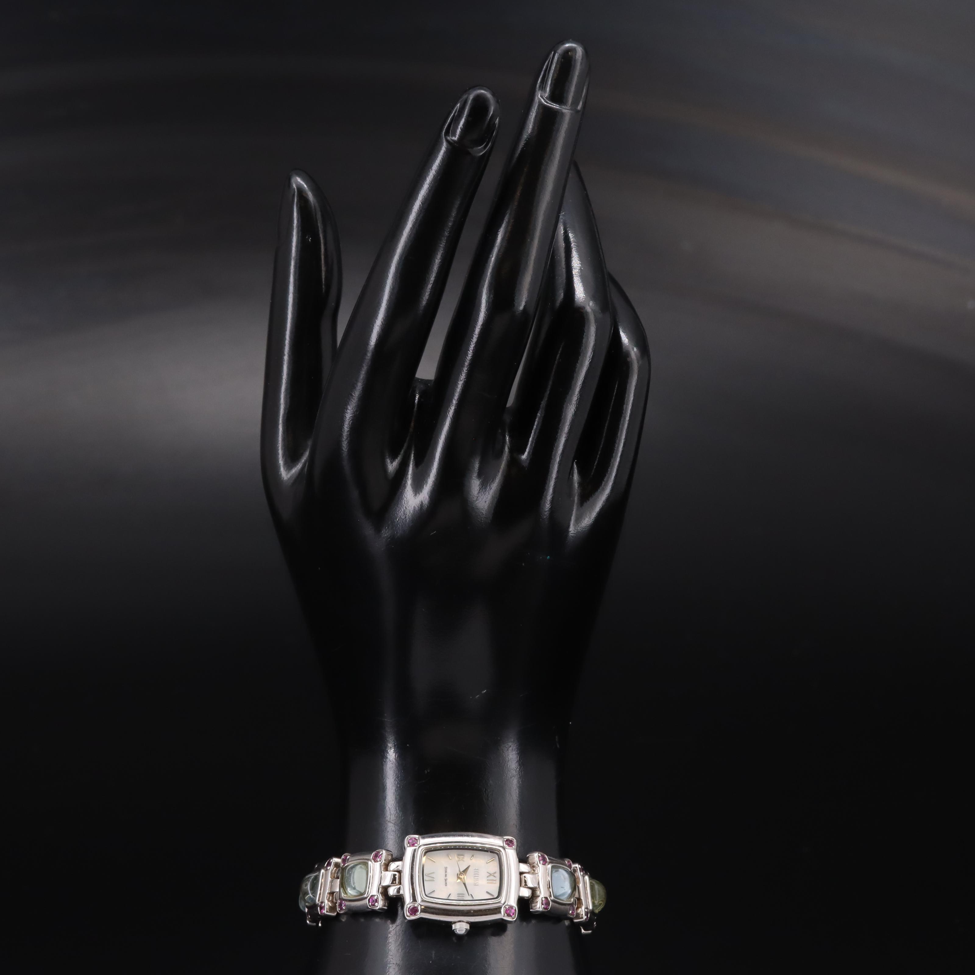 Ecclissi Sterling Mother-of-Pearl Dial and Gemstone Watch