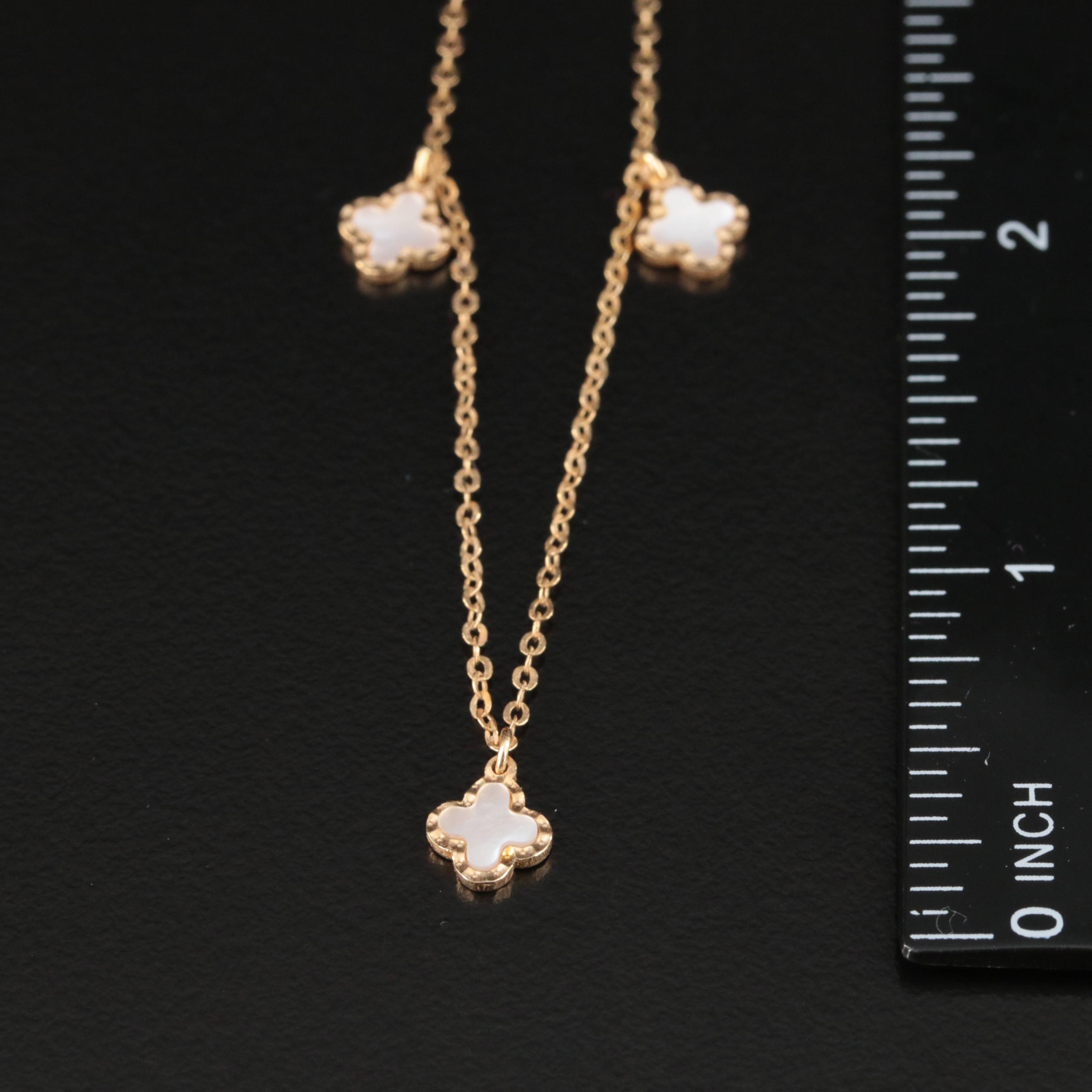 14K Mother of Pearl Quatrefoil Necklace