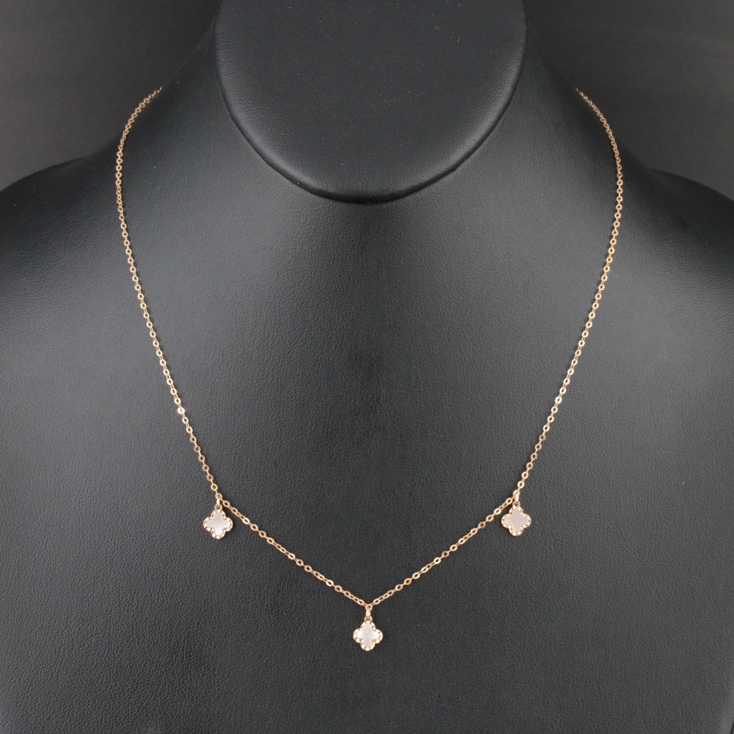 14K Mother of Pearl Quatrefoil Necklace