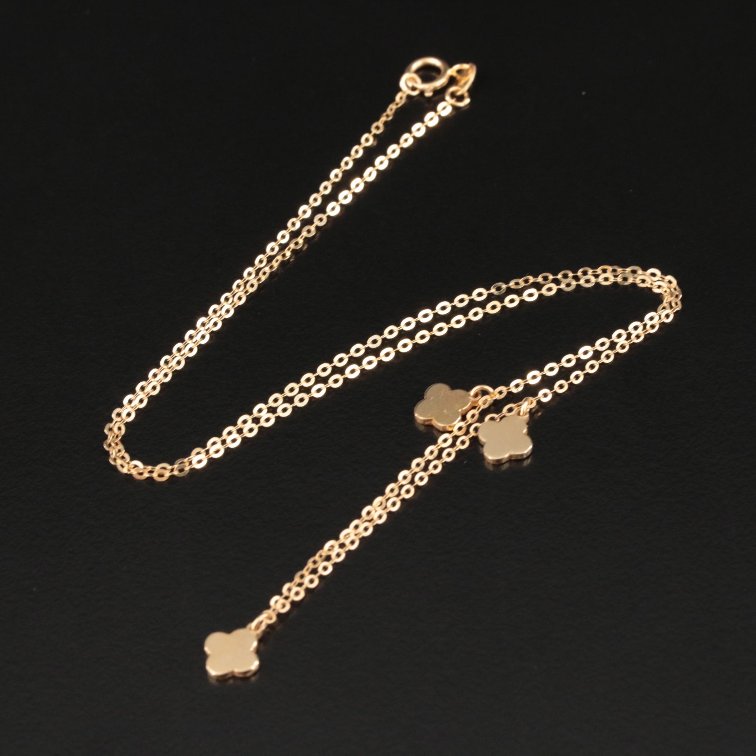 14K Mother of Pearl Quatrefoil Necklace