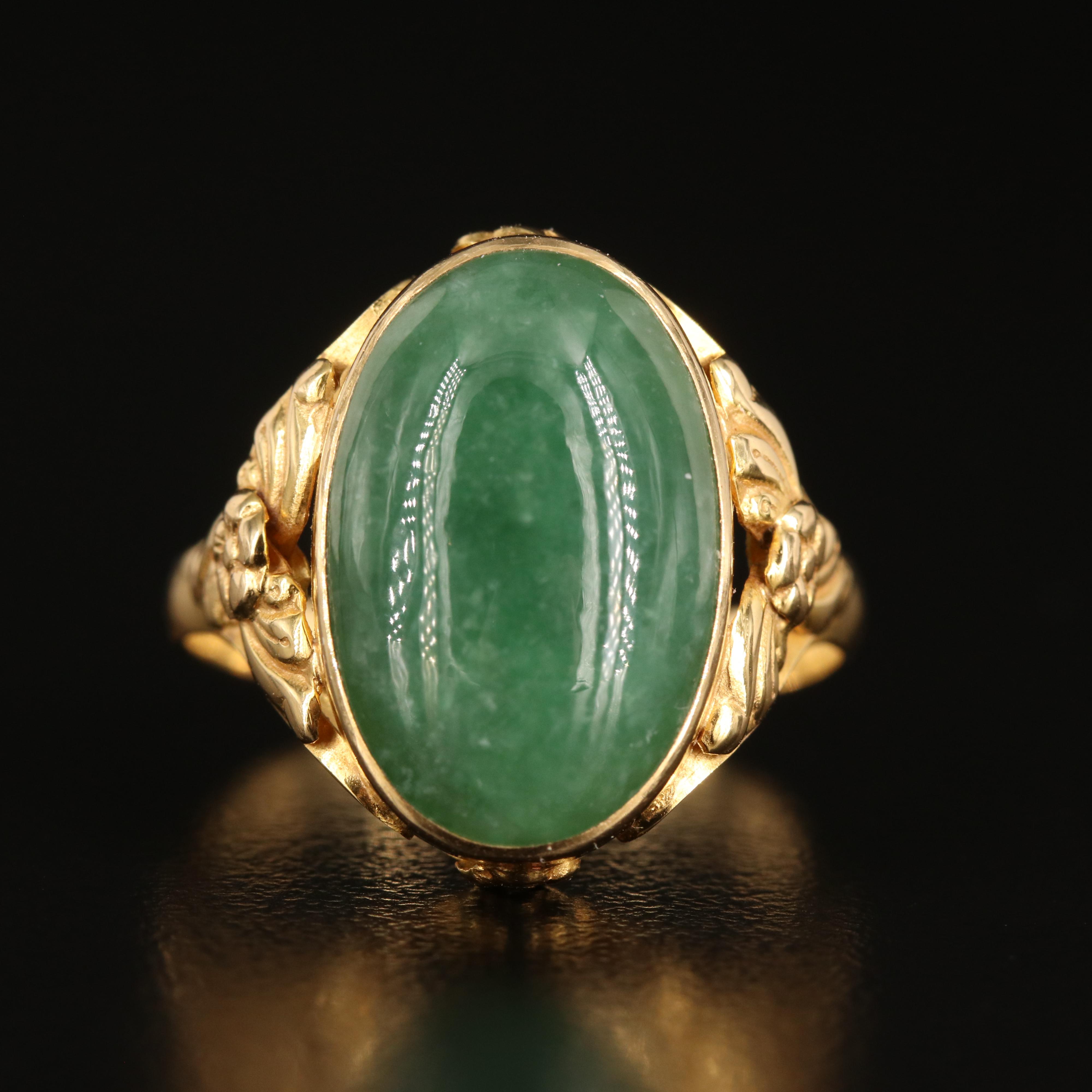 18K Jadeite Floral Ring