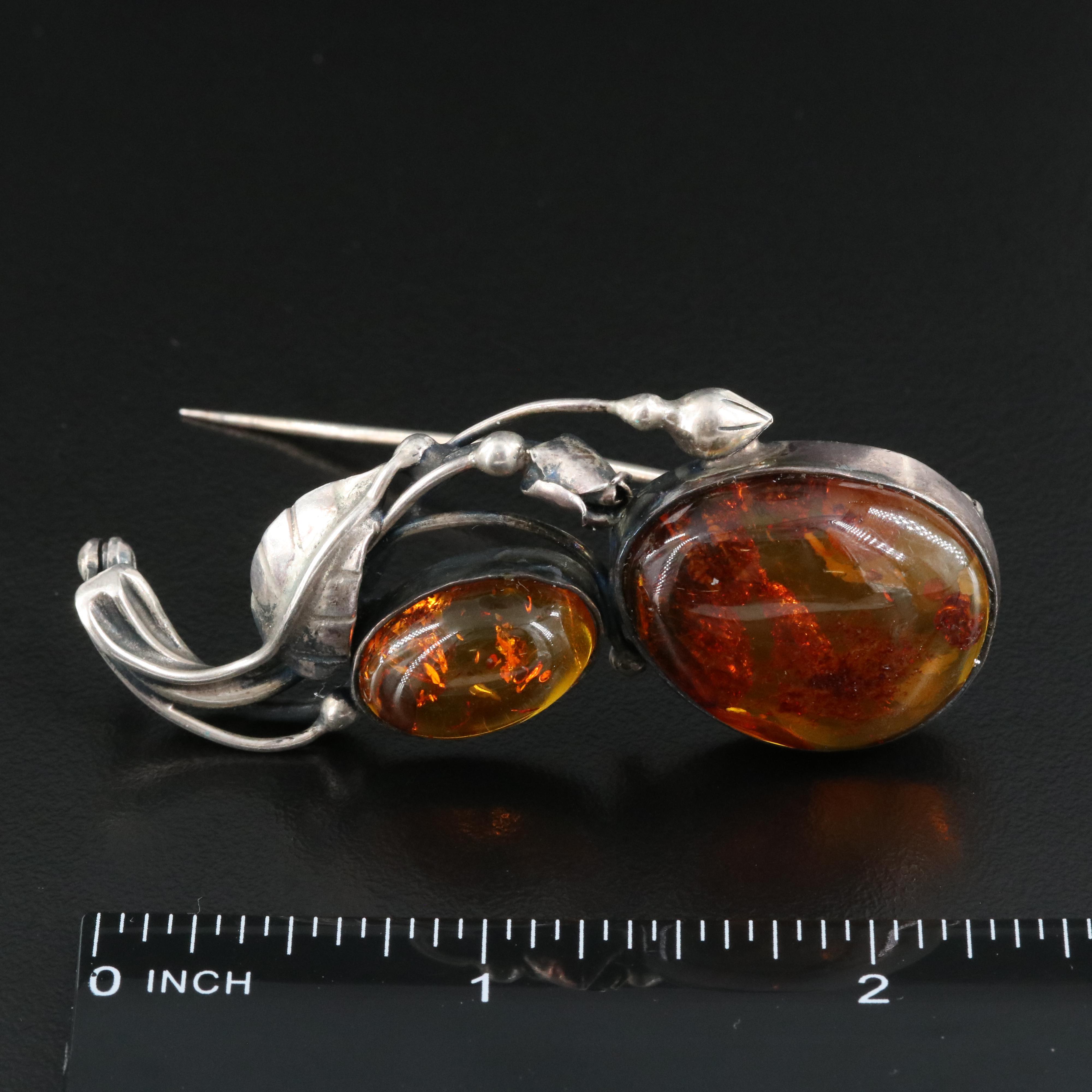 Polish Sterling Amber Brooch