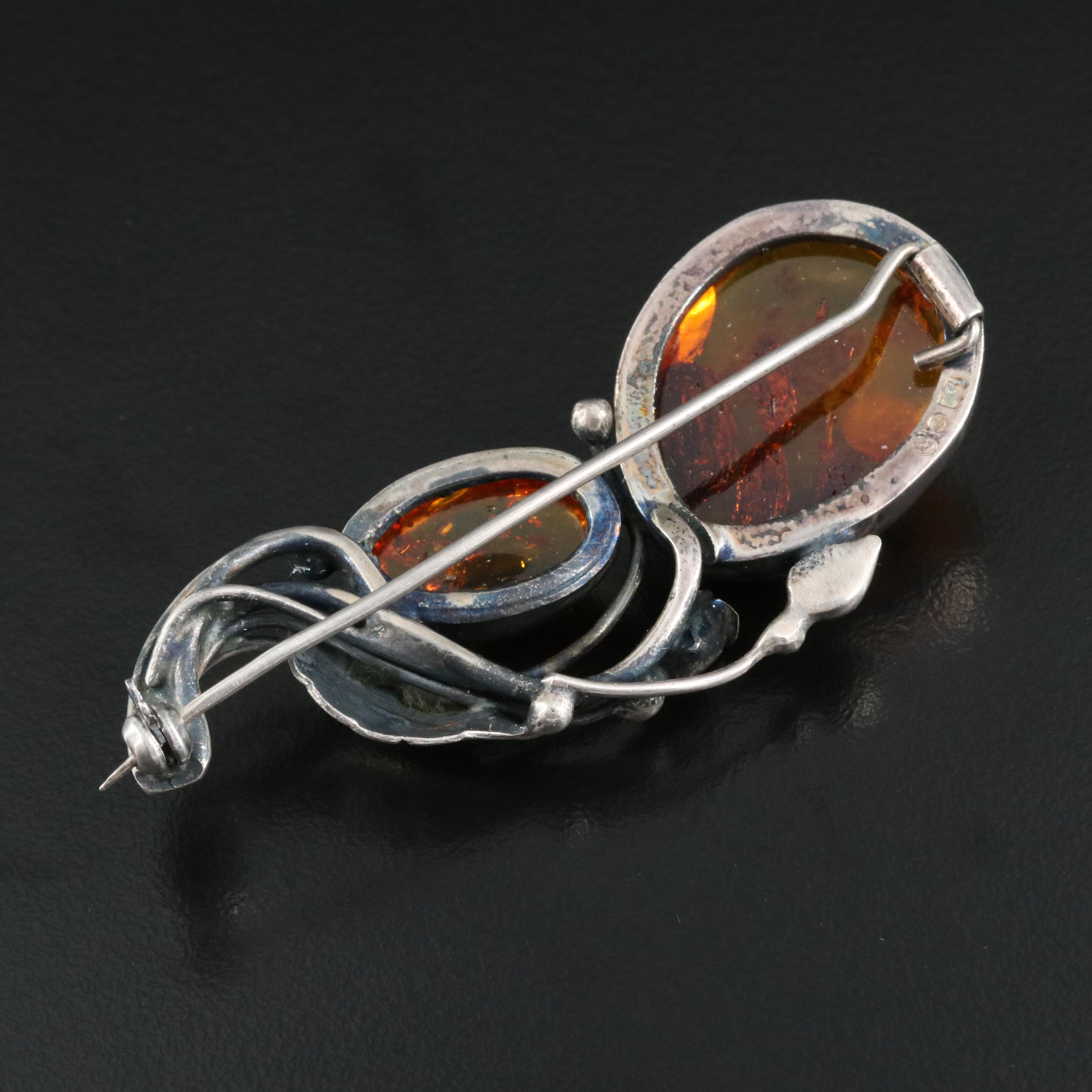 Polish Sterling Amber Brooch