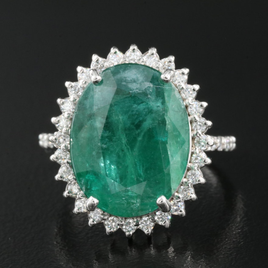 14K 9.08 CT Emerald and Diamond Ring