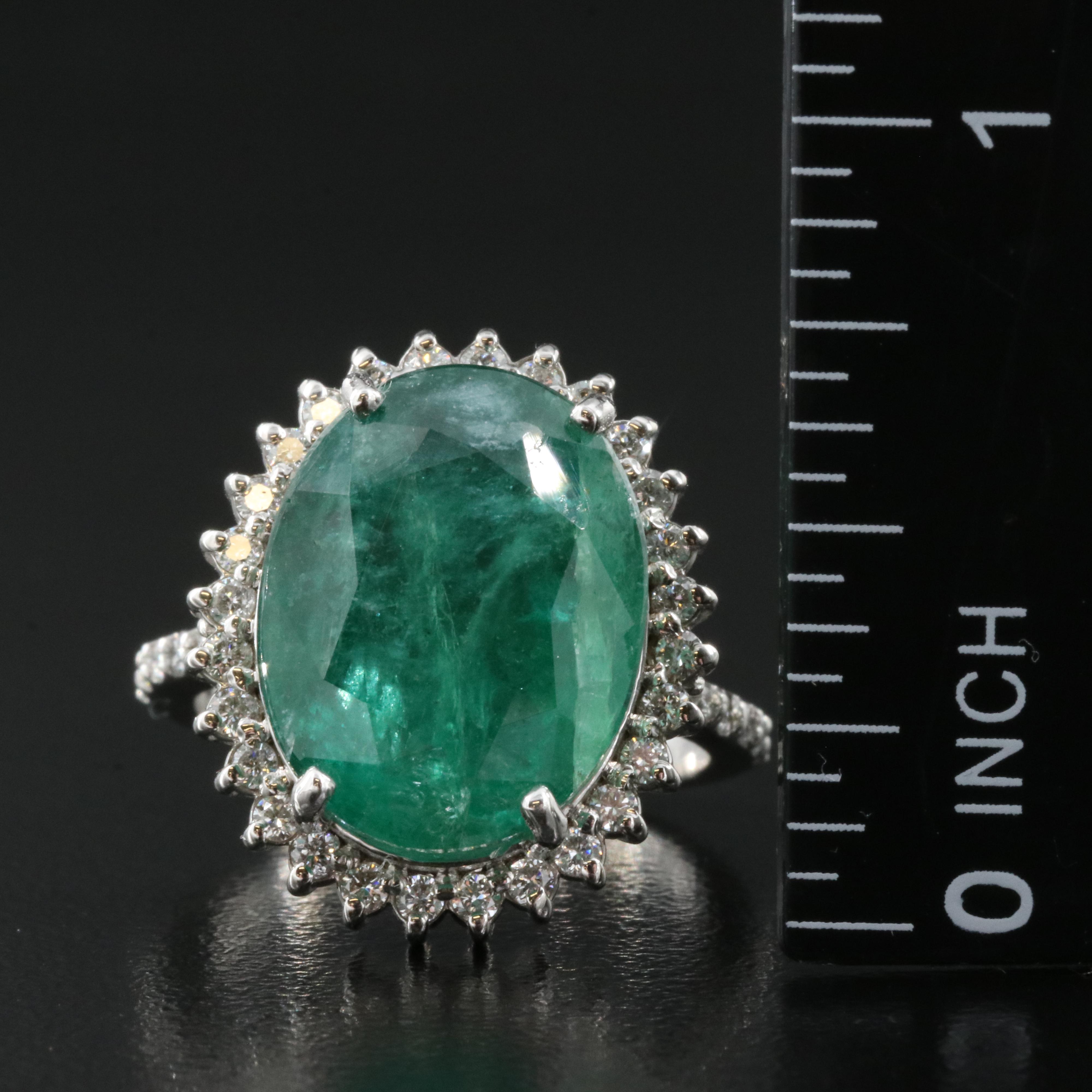14K 9.08 CT Emerald and Diamond Ring