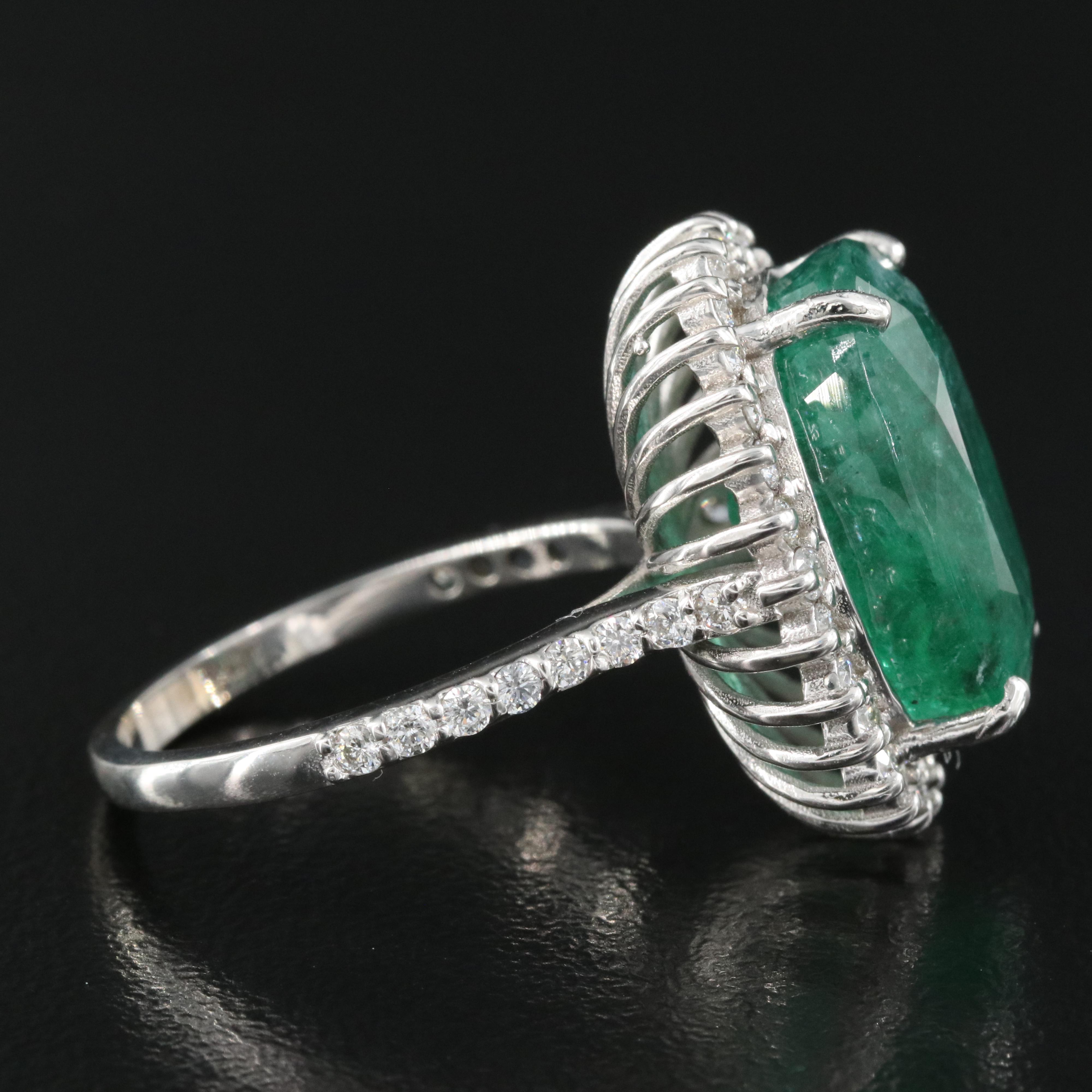 14K 9.08 CT Emerald and Diamond Ring