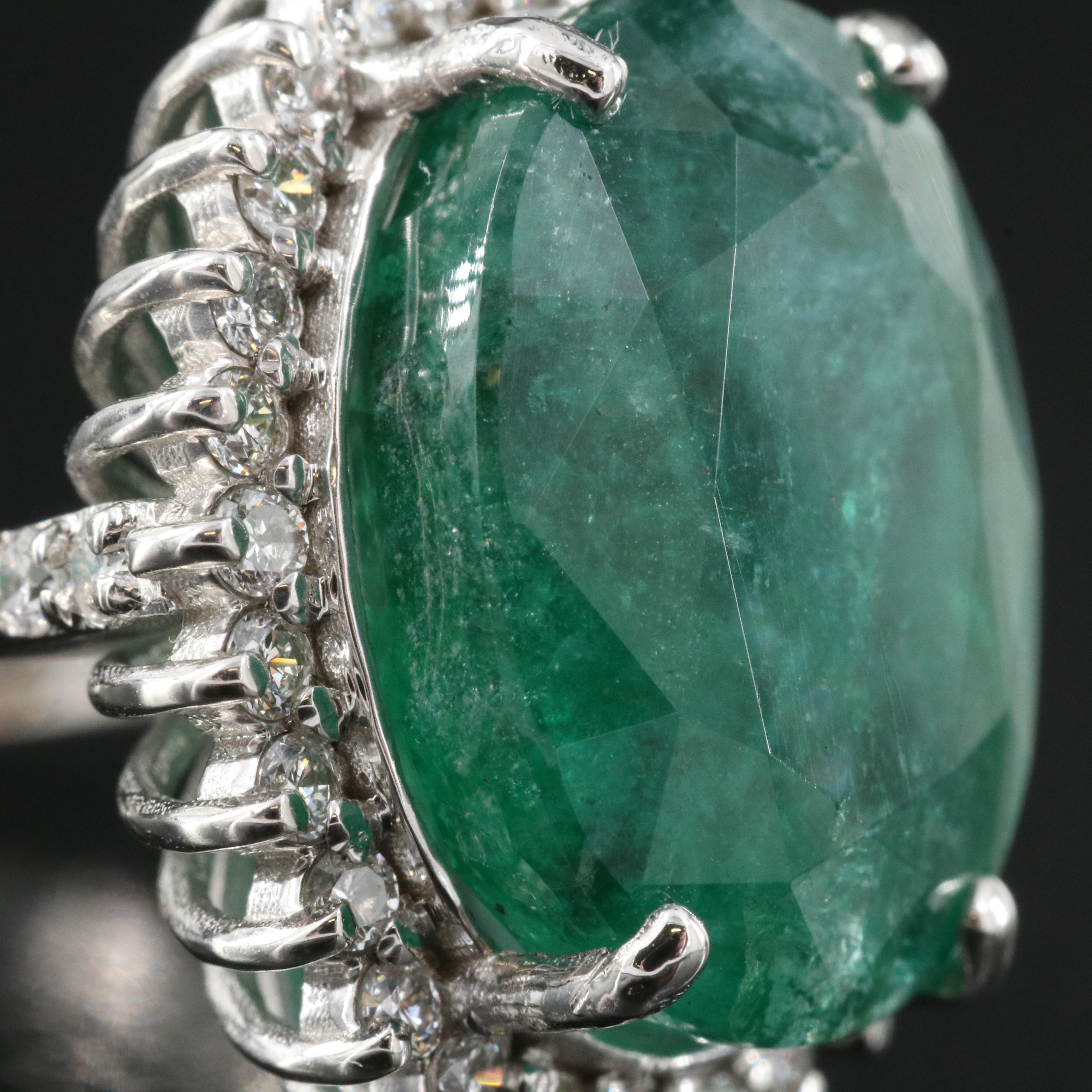 14K 9.08 CT Emerald and Diamond Ring