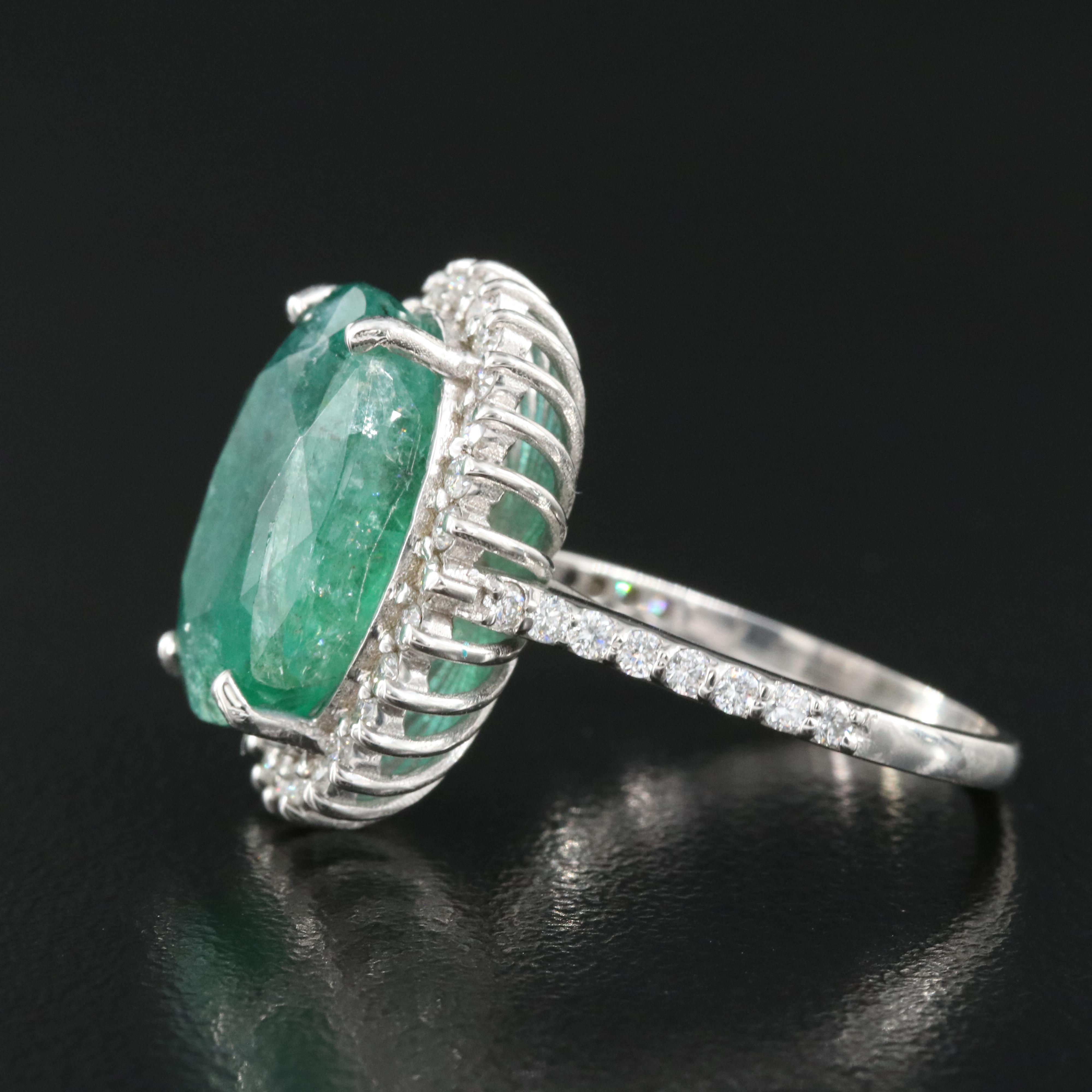 14K 9.08 CT Emerald and Diamond Ring