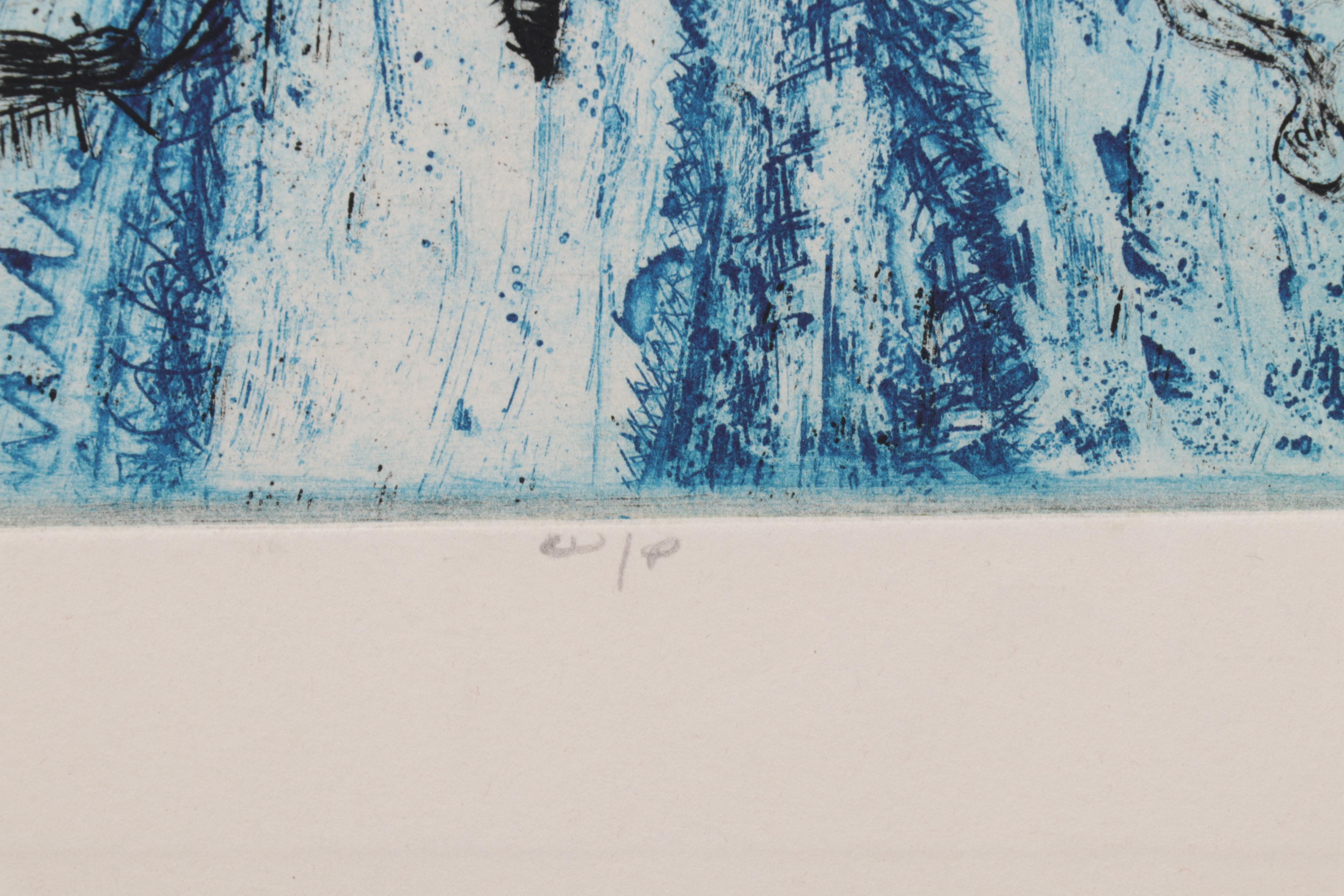 Sidney Chafetz Color Etching "Psychotic Portrait," 1973