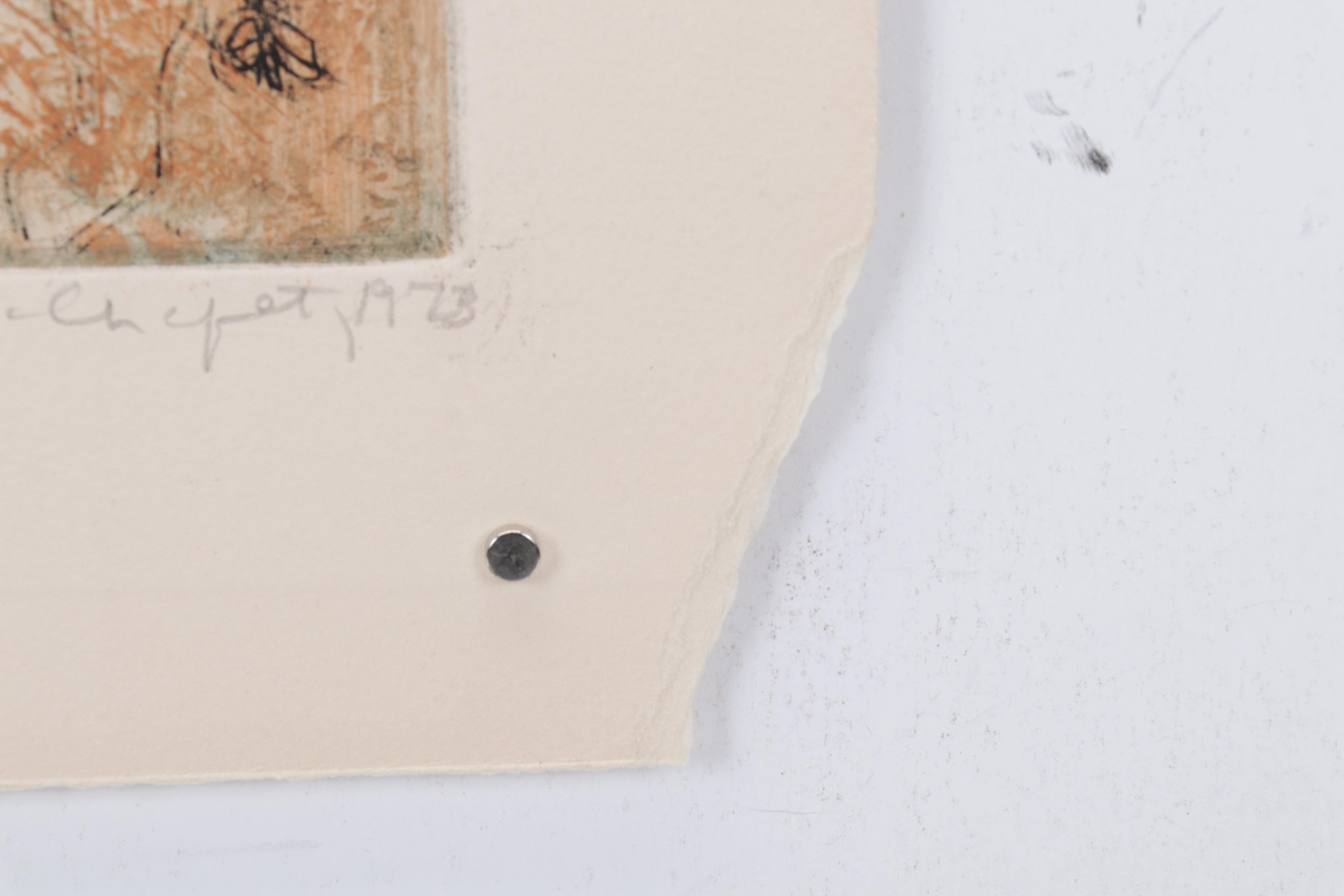 Sidney Chafetz Color Etching "Psychotic Portrait," 1973