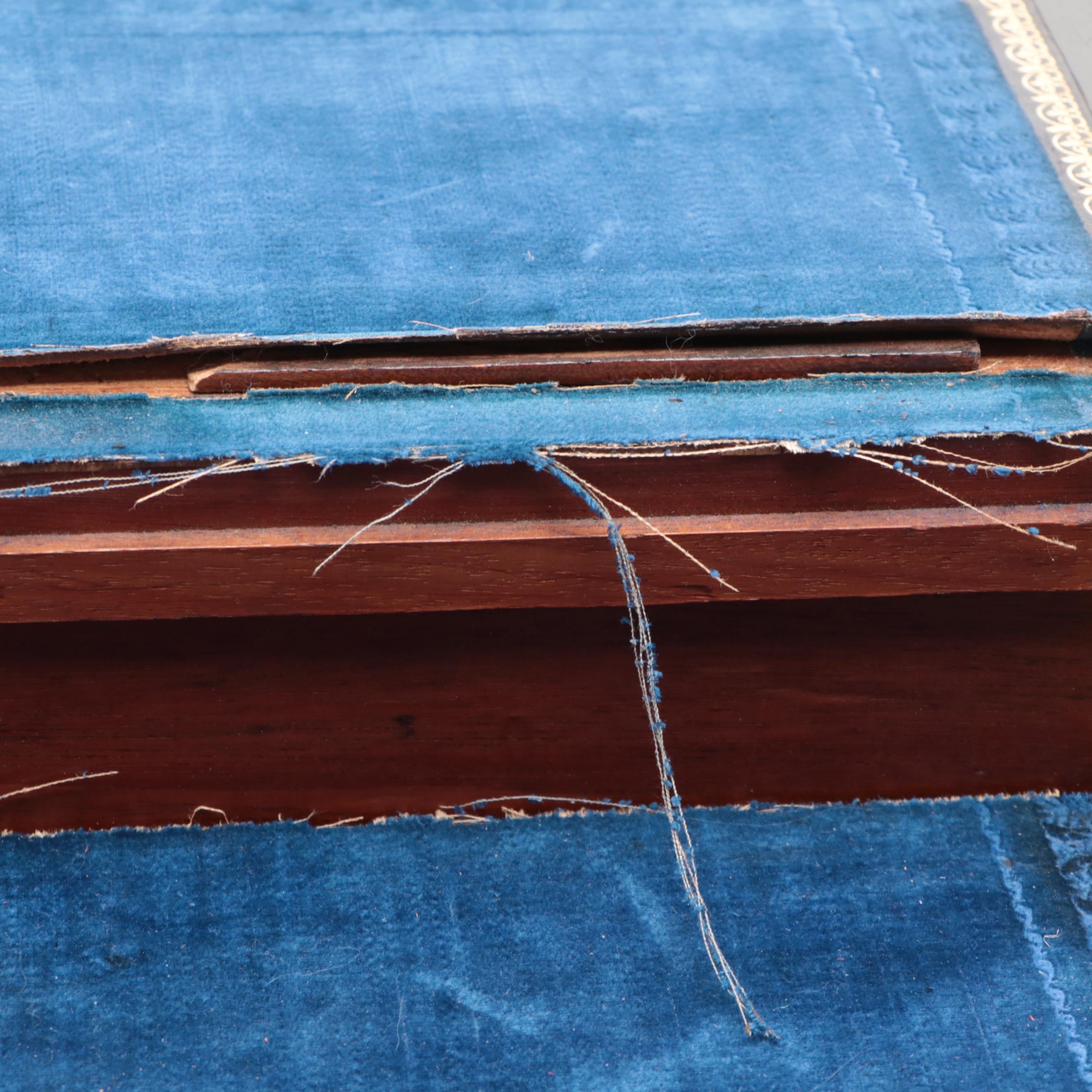 English Victorian Tunbridge Ware Inlay Walnut Lap Desk, Mid to Late 19th C.