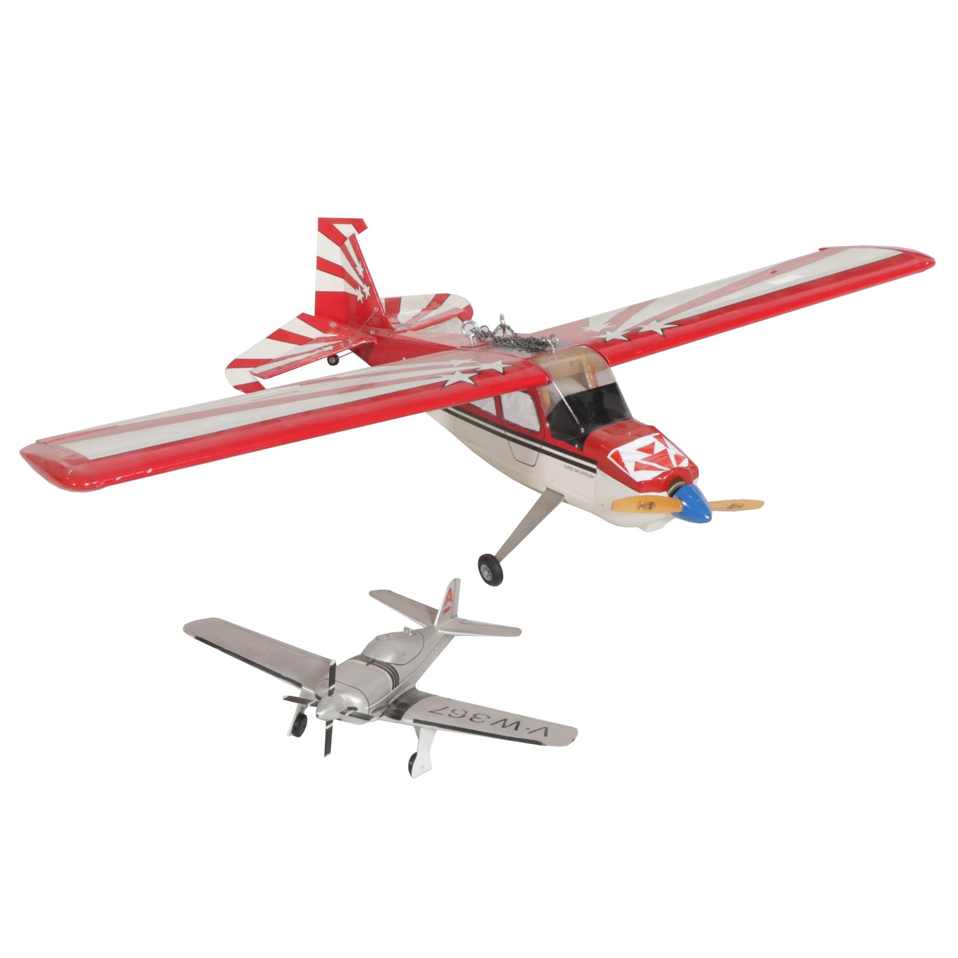 Futaba Super Decathlon Airplane Model with Silver Tone Wooden Plane Model