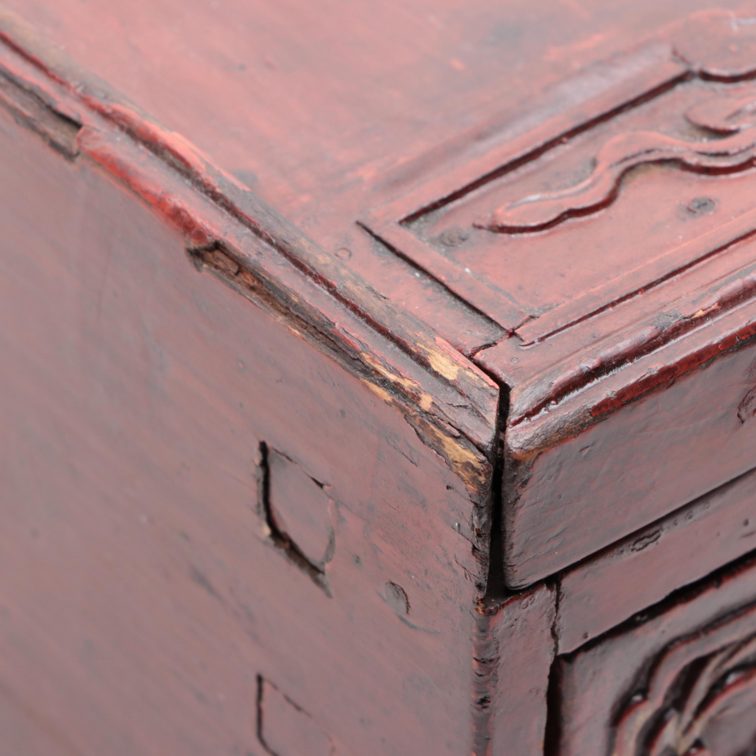 Chinese Carved Wood Jewelry Storage Box